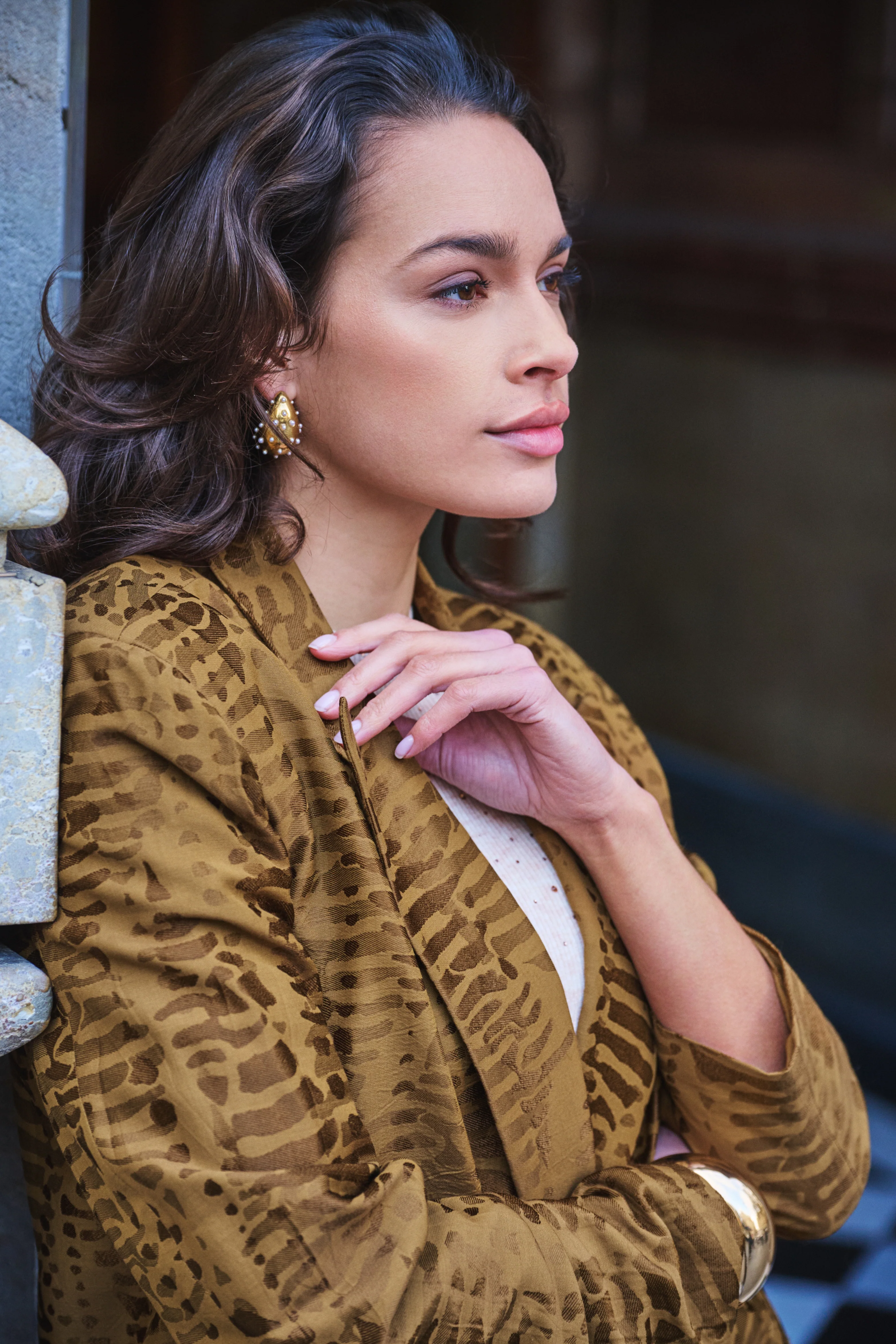 Blazer Animal Jacquard Olive F25.04505 - Image 3