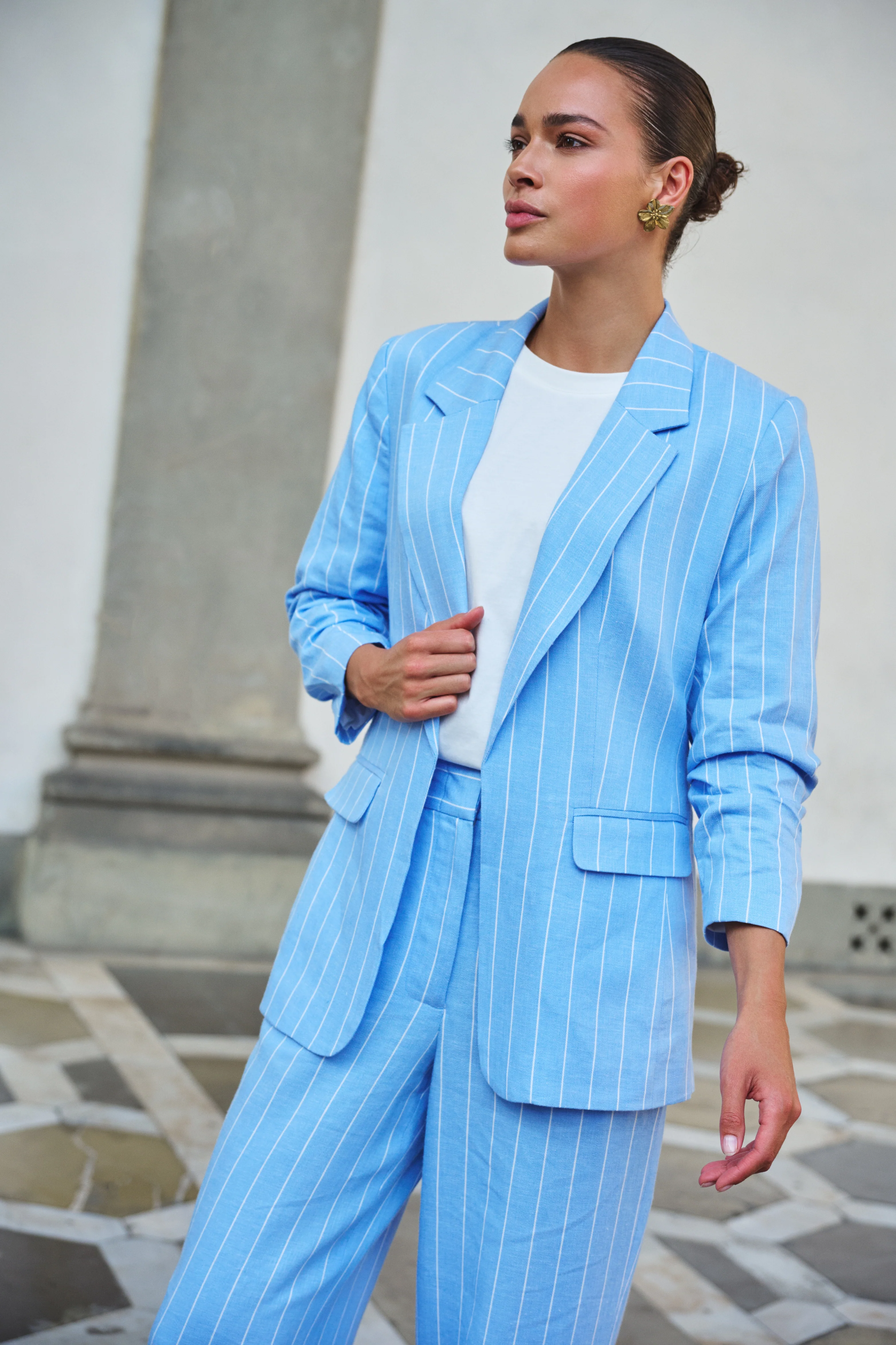 Blazer Linen Stripe Pacific Blue SP26.17005