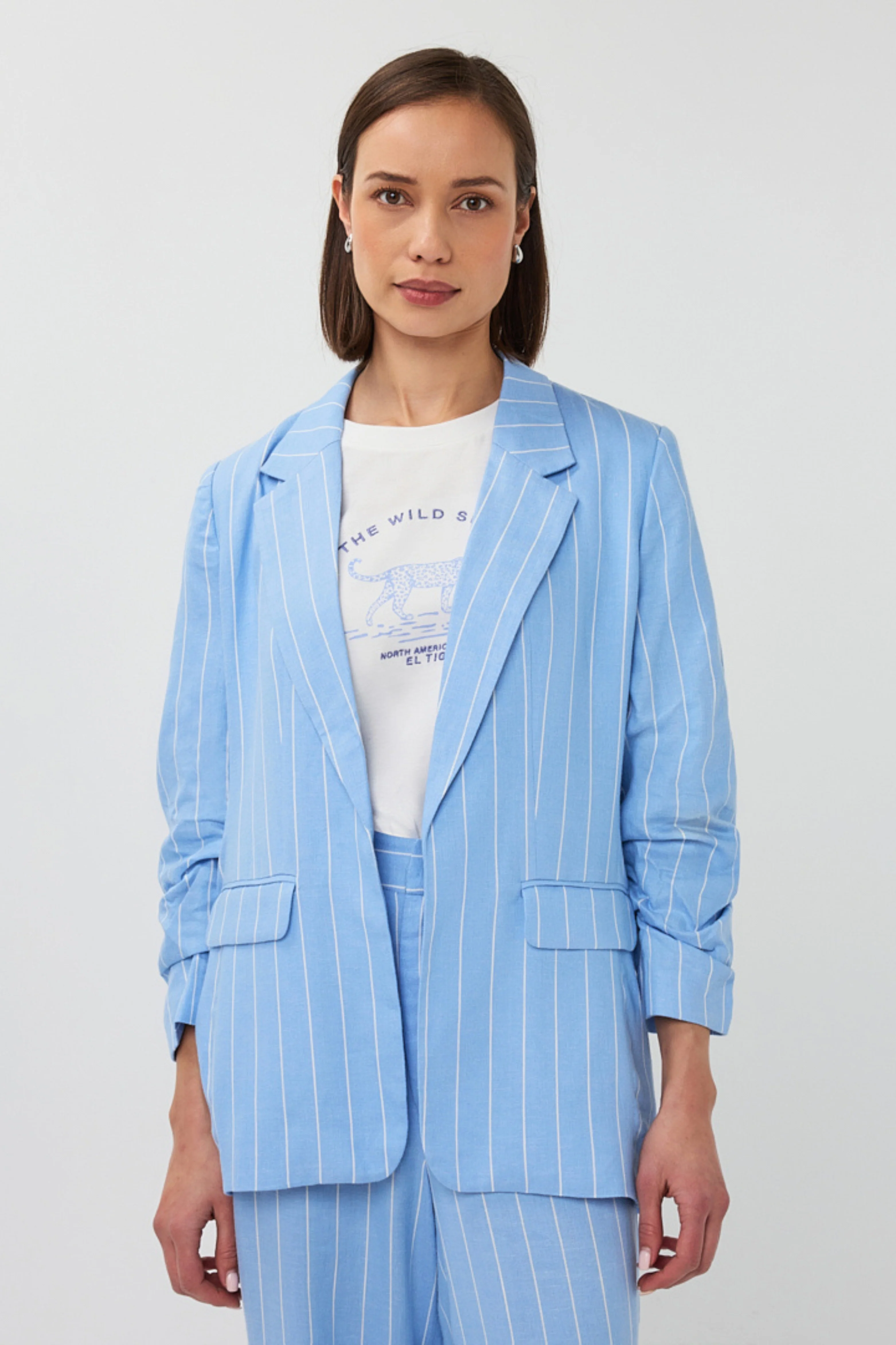 Blazer Linen Stripe Pacific Blue SP26.17005 - Image 7