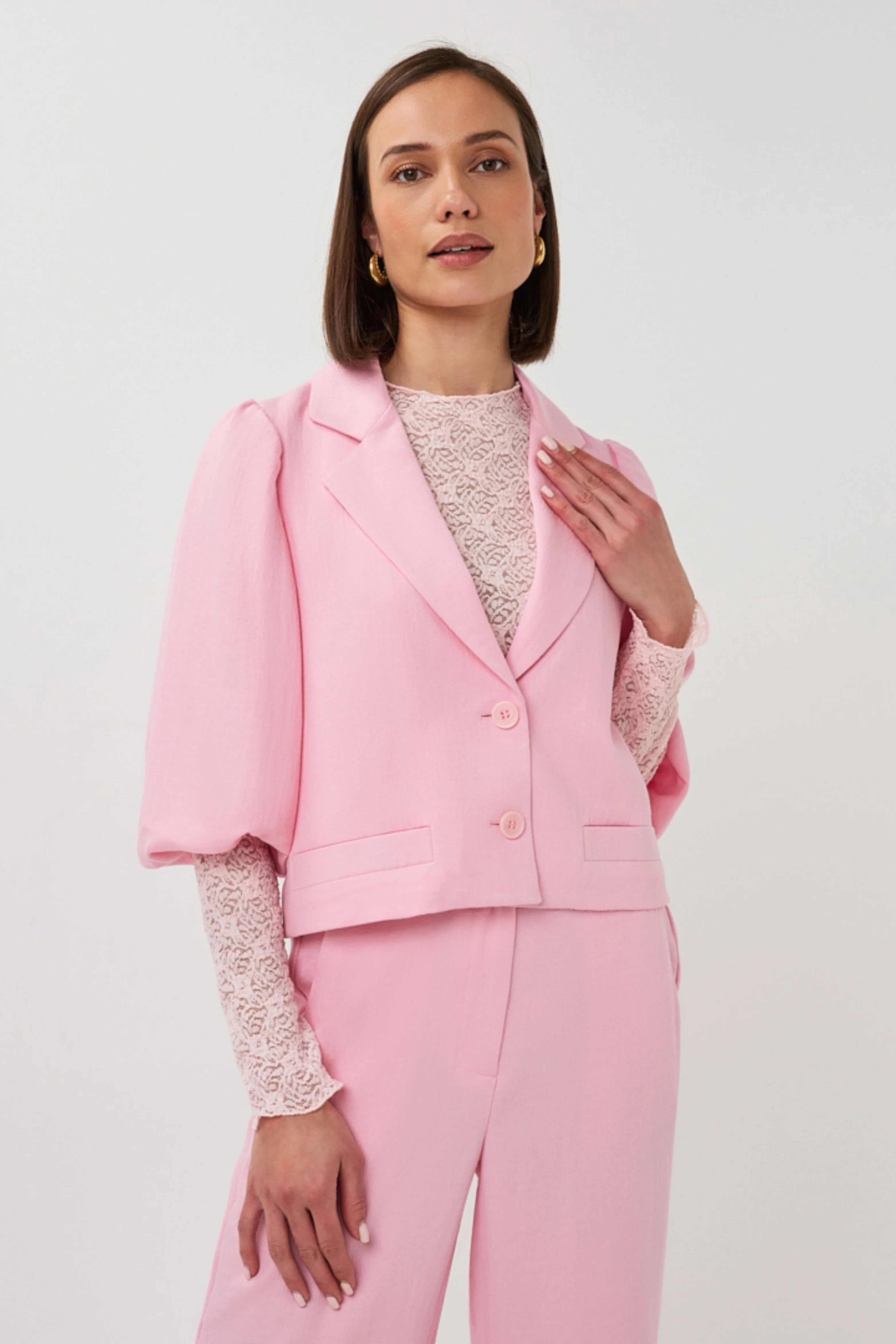Blazer Twill Cropped Puff Sleeve Romance Rose SP26.10047 - Image 5