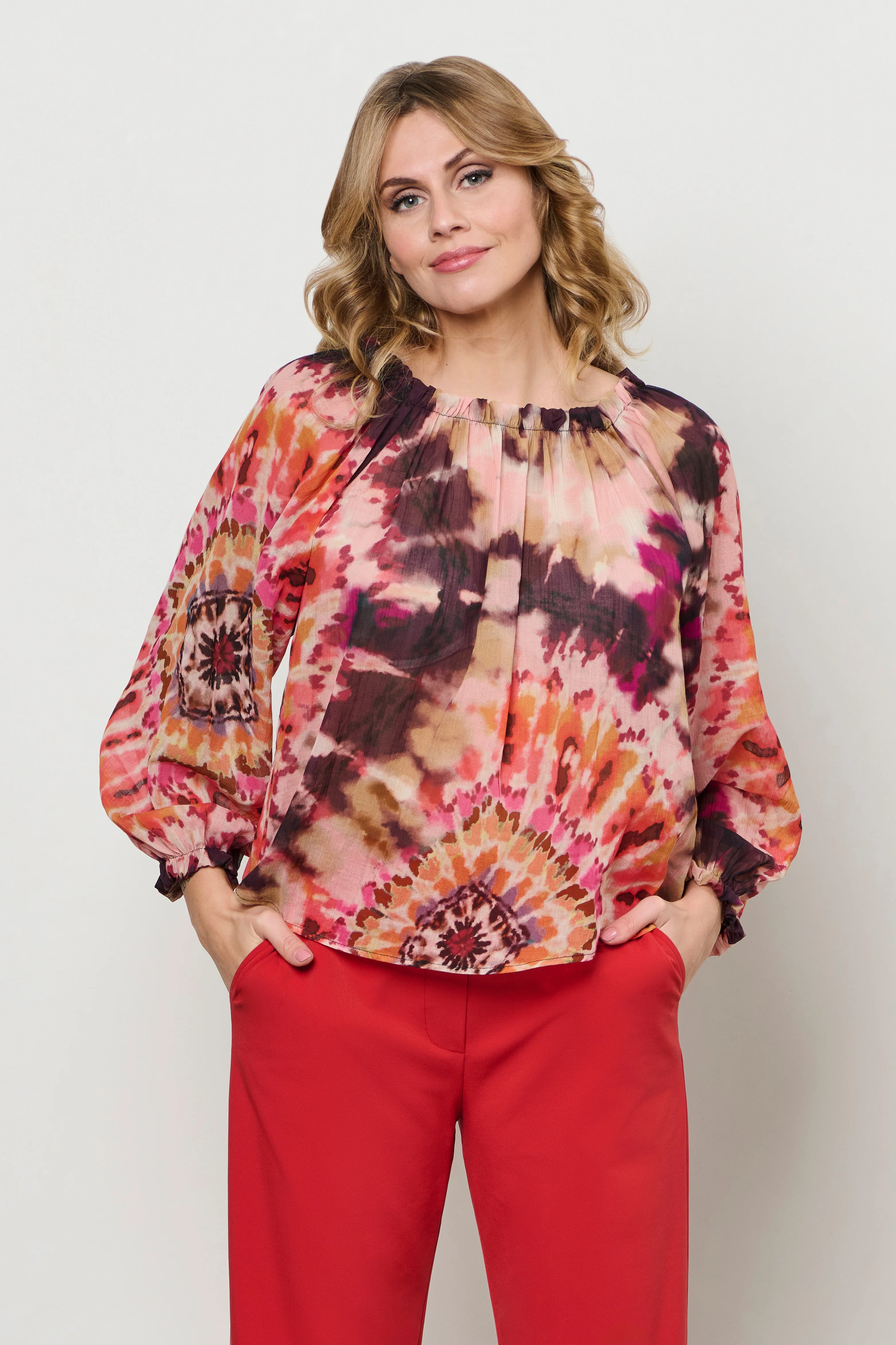 Blouse Acha Tie-Dye Soft Pink Multi BL373 - Image 7