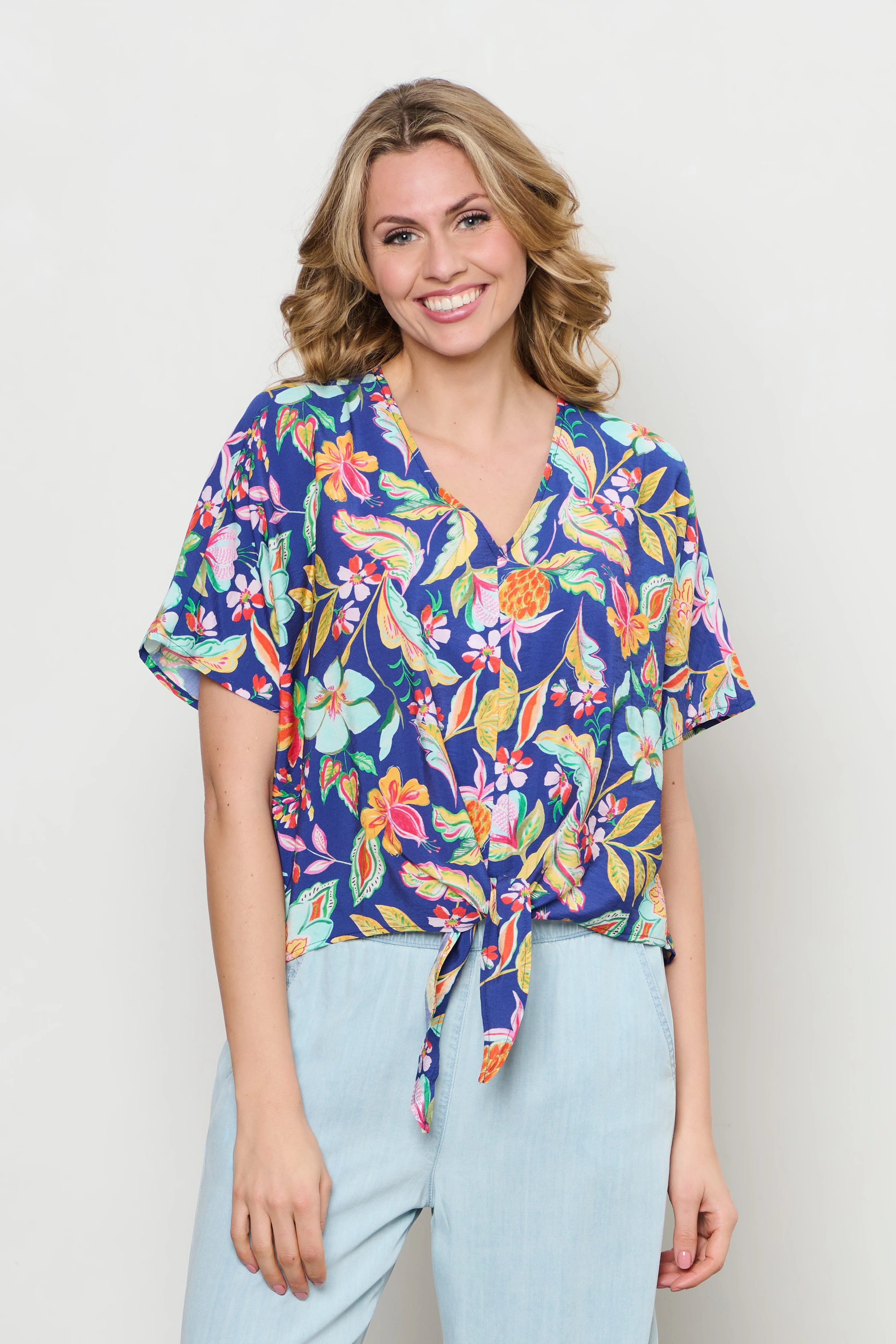 Blouse Aruba Multi Flower Cobalt BL376 - Image 6