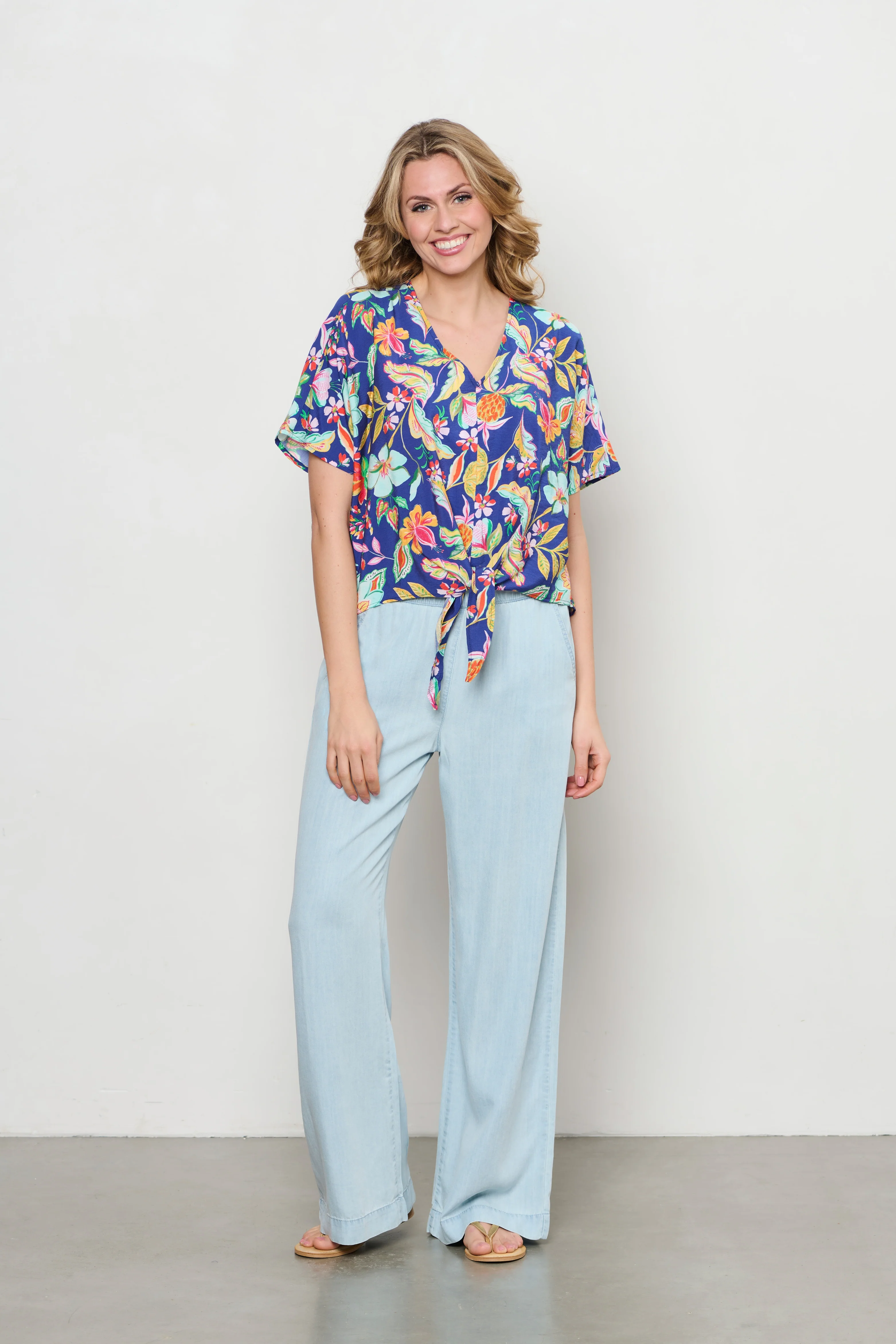 Blouse Aruba Multi Flower Cobalt BL376 - Image 7