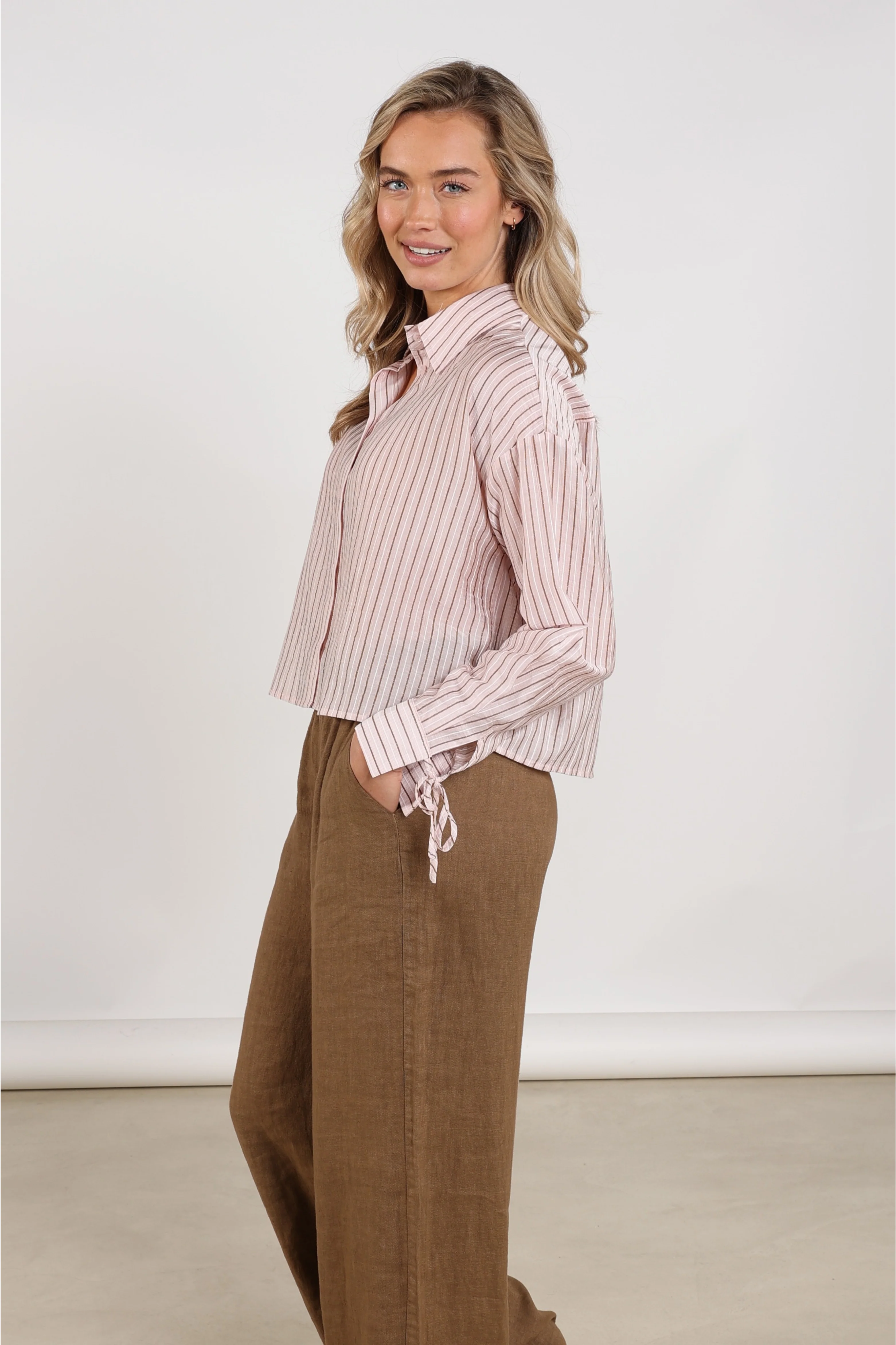 Blouse Bailey Stripe Blush NKS02165 - Image 3