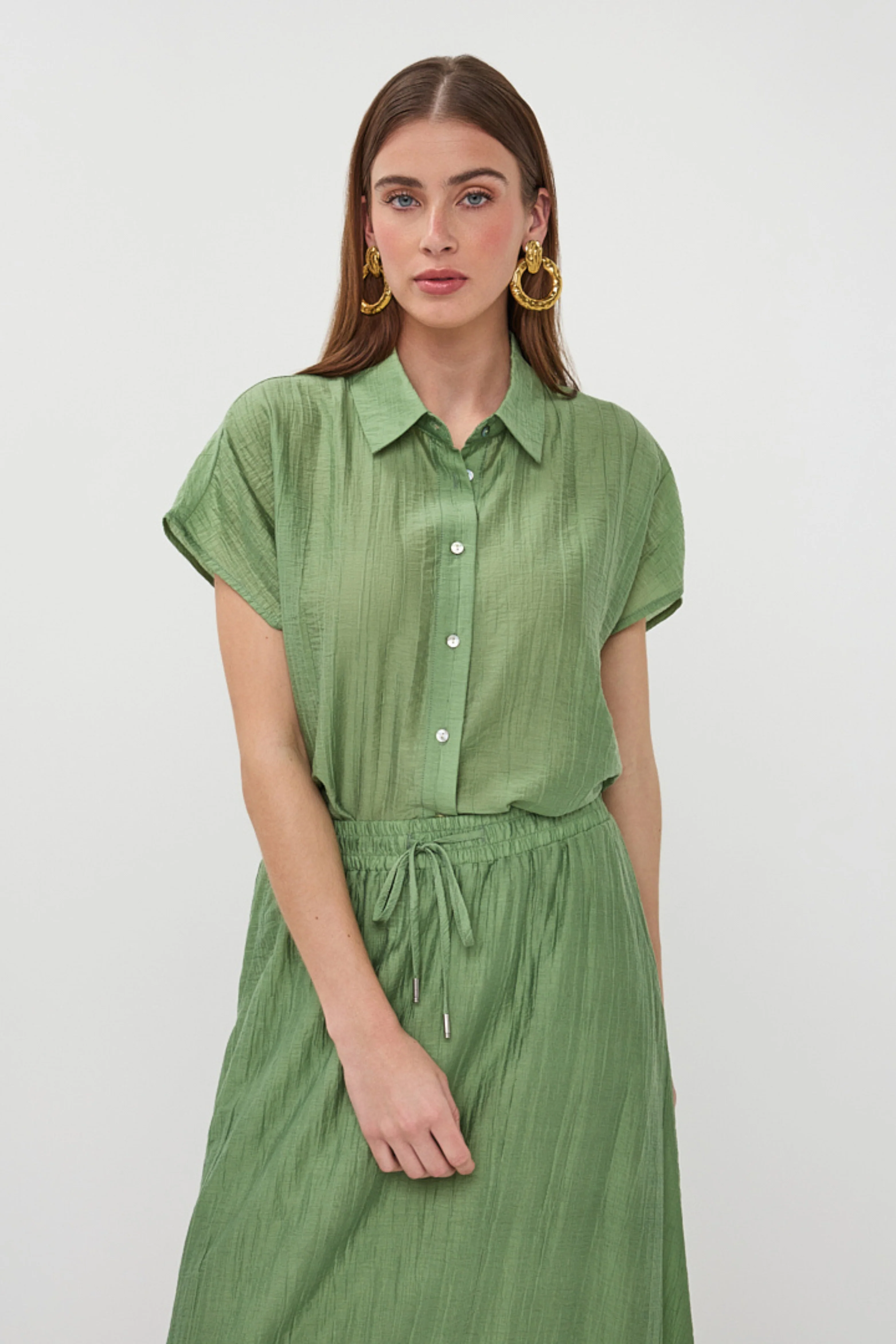Blouse Batwing Light Crinkle Jungle Green HS26.14218 - Image 3