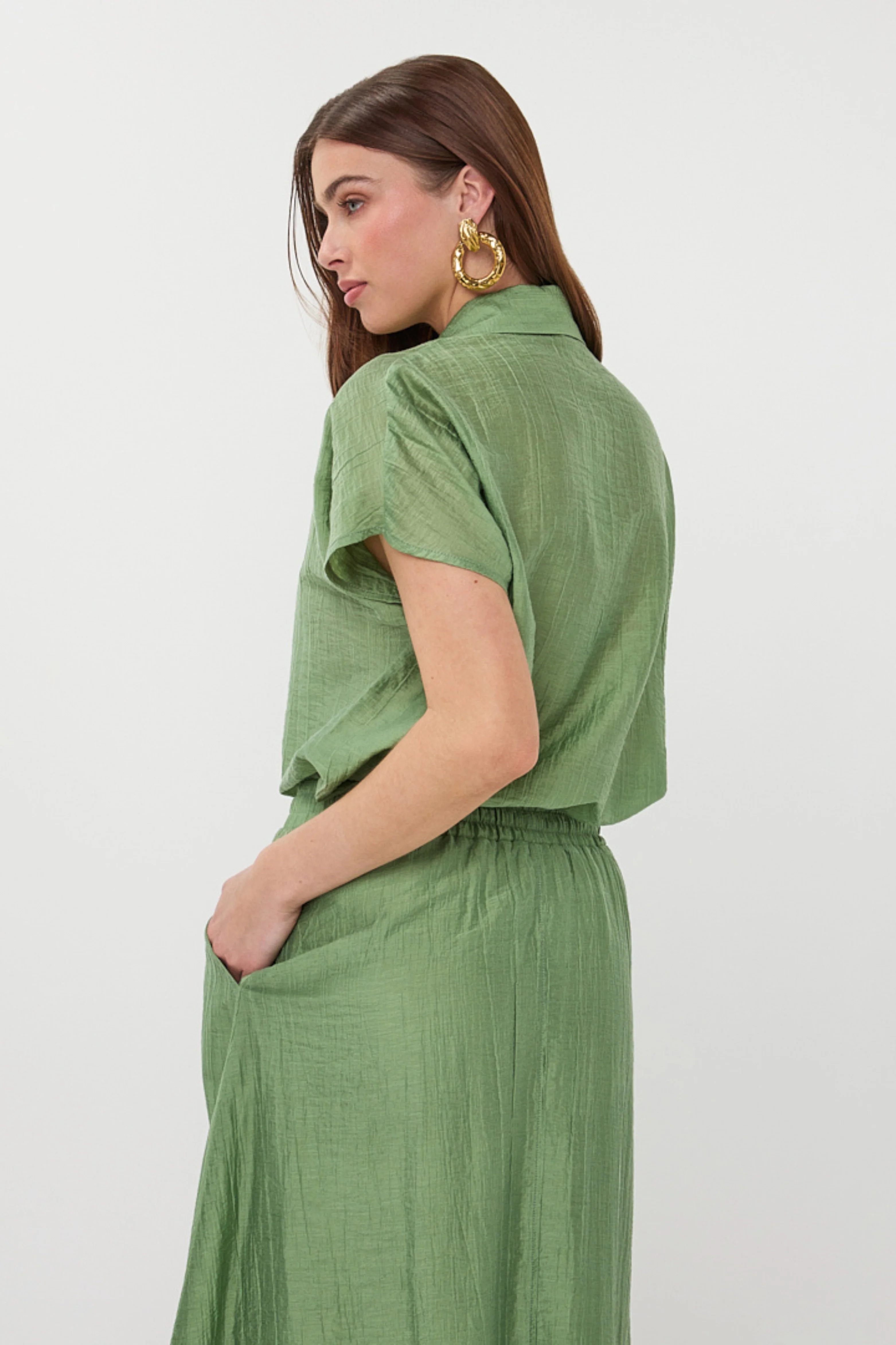 Blouse Batwing Light Crinkle Jungle Green HS26.14218 - Image 4