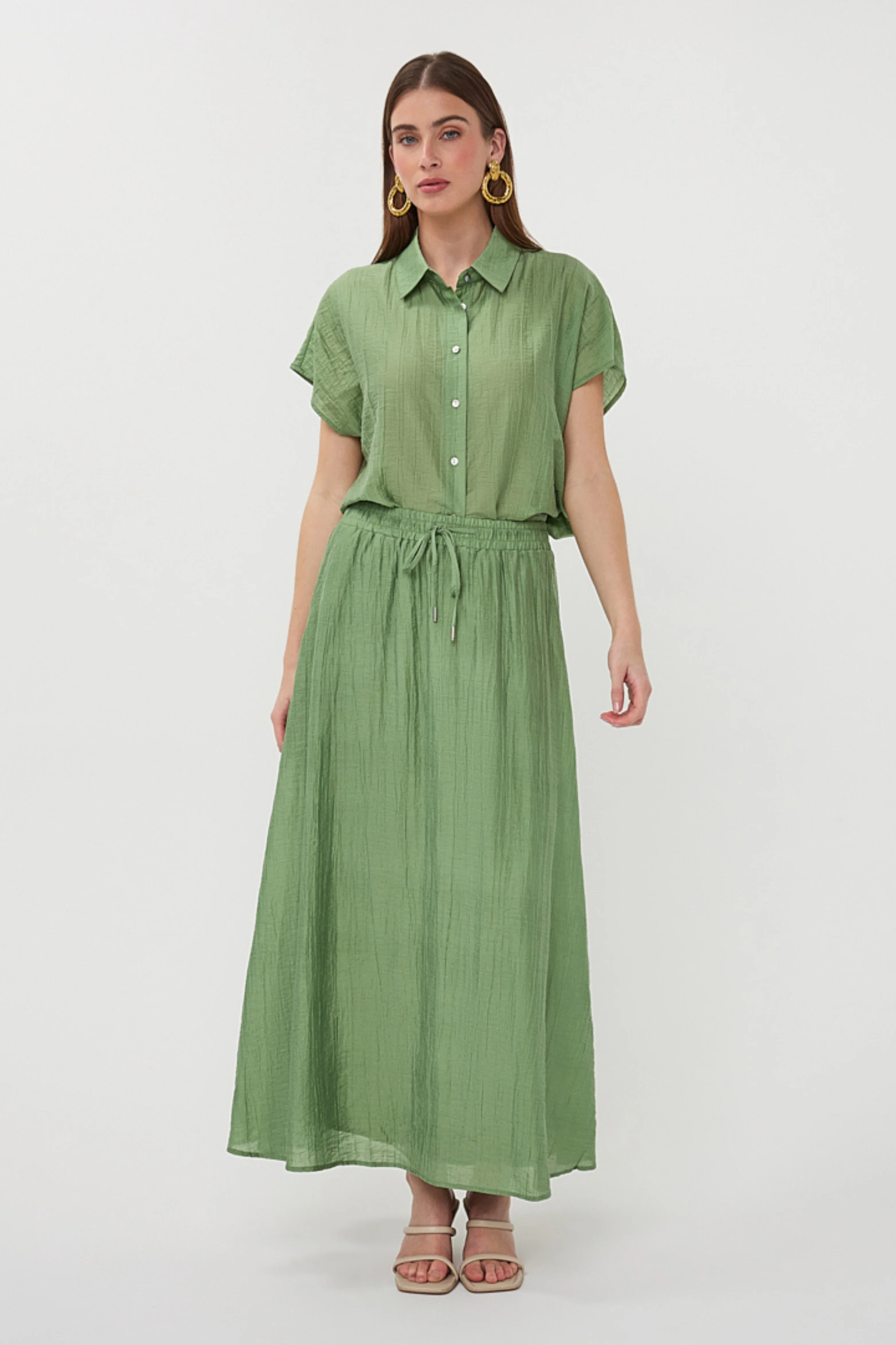 Blouse Batwing Light Crinkle Jungle Green HS26.14218 - Image 9