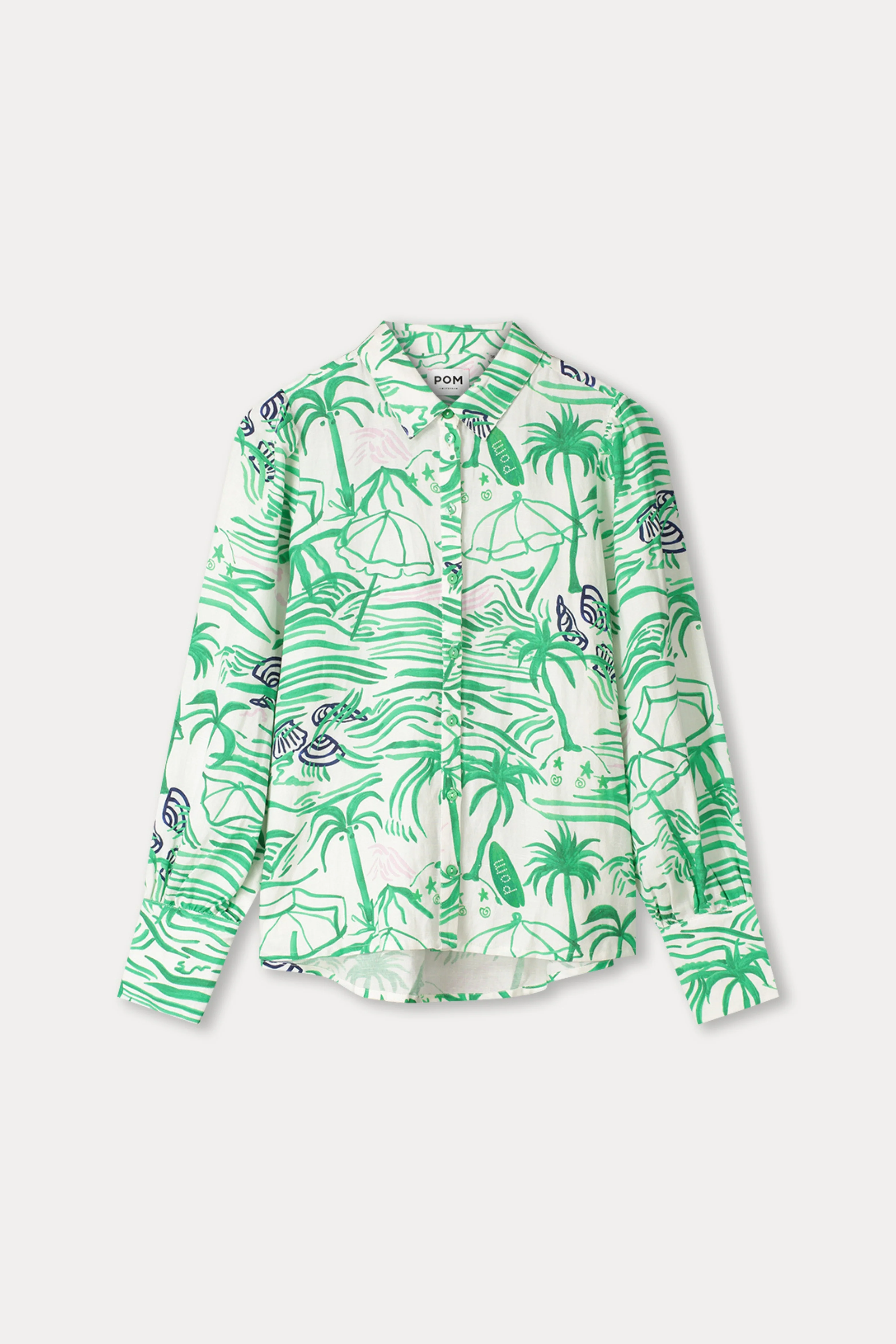 Blouse Beach Vibes Linen Green SP9545 - Image 2