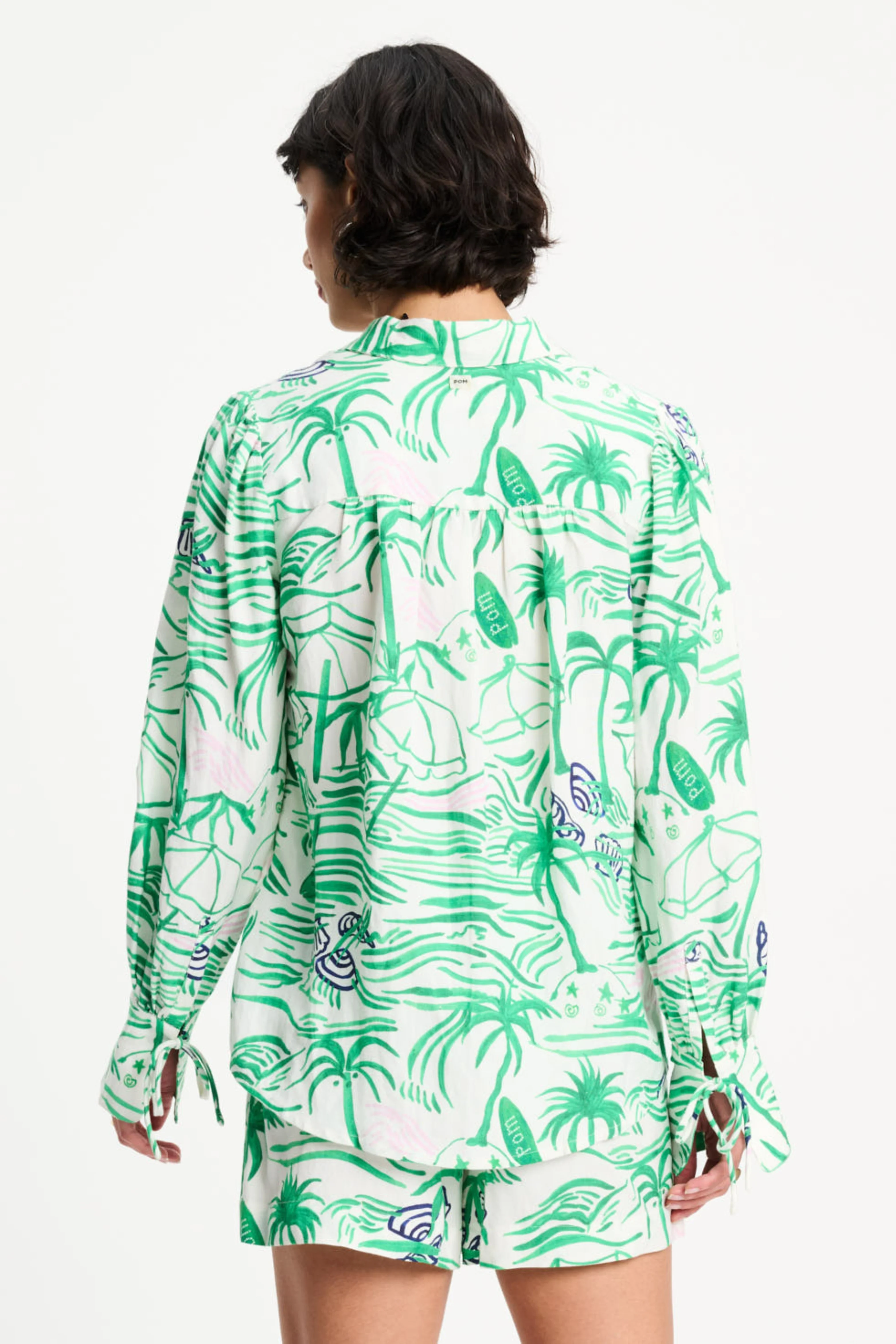 Blouse Beach Vibes Linen Green SP9545 - Image 7