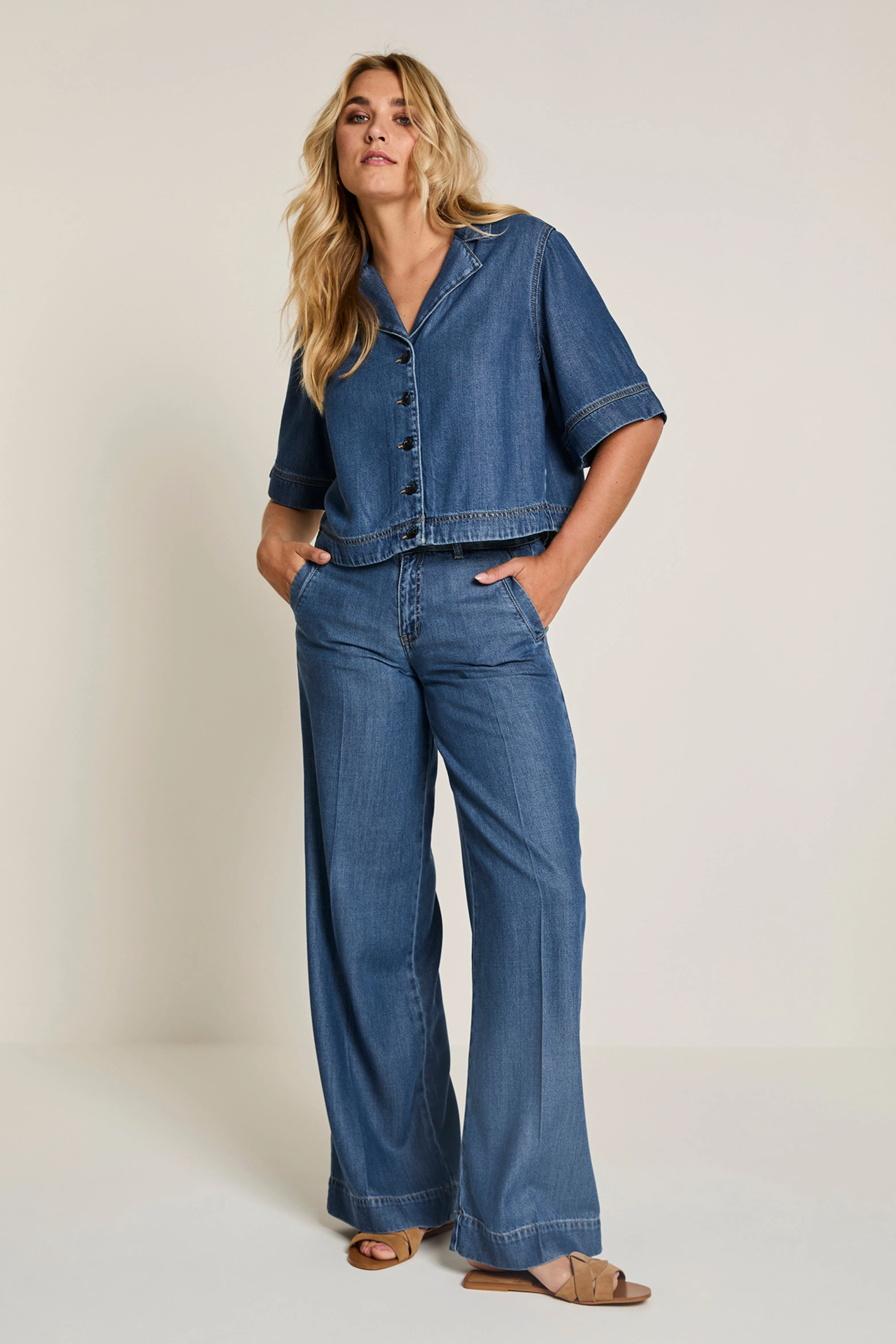 Blouse Belle Lyocell Blue SS261266380 - Image 3