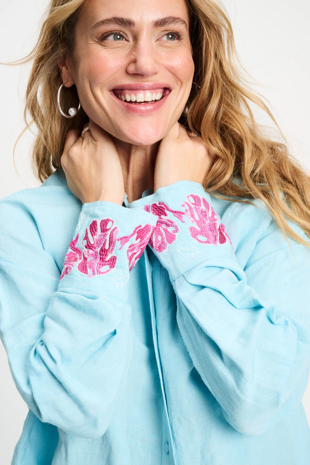 Blouse Blue Sequins Urban Flora Blue SP9499 - Image 3