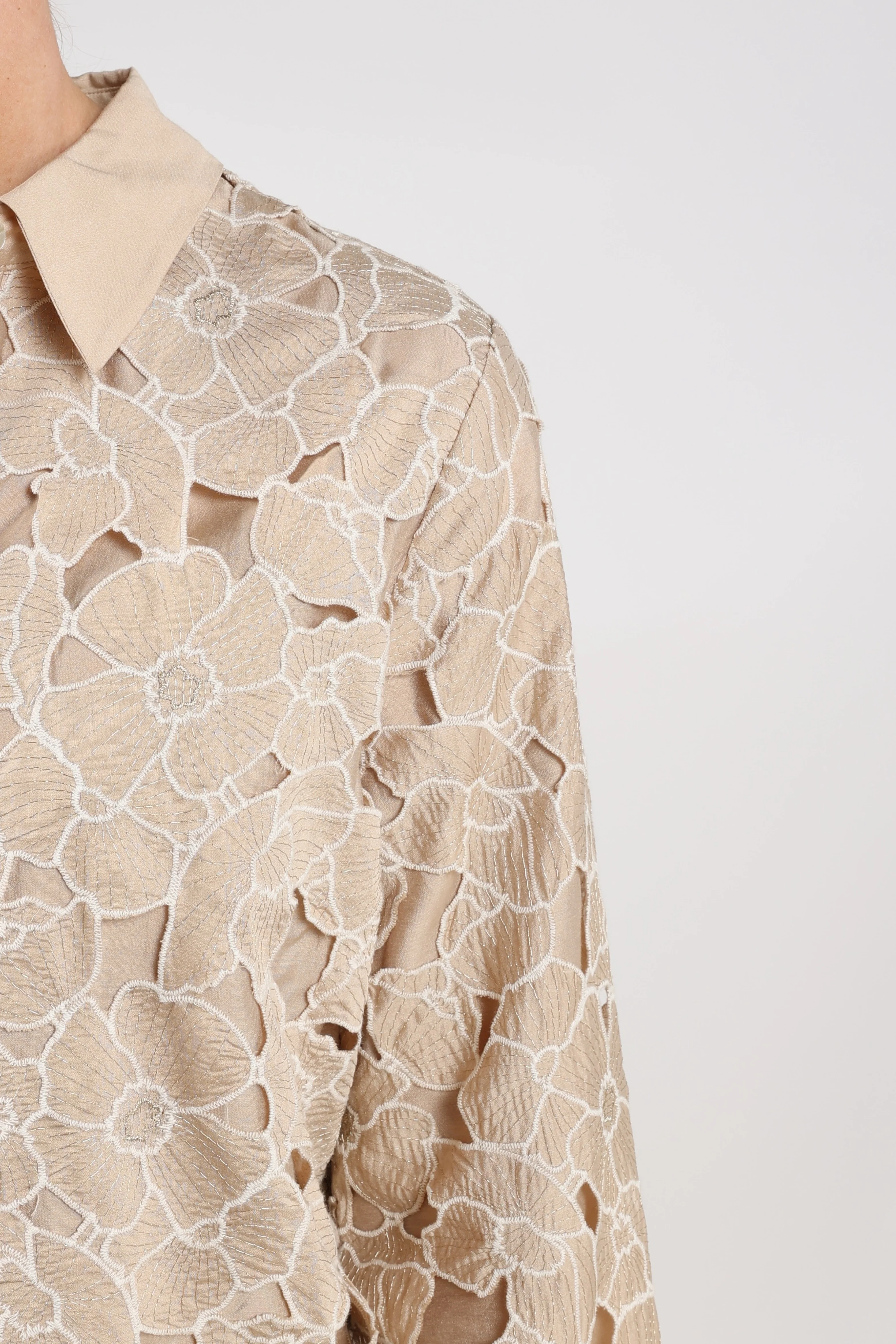 Blouse Chloe Flower Sand Gold NKS02228 - Image 12