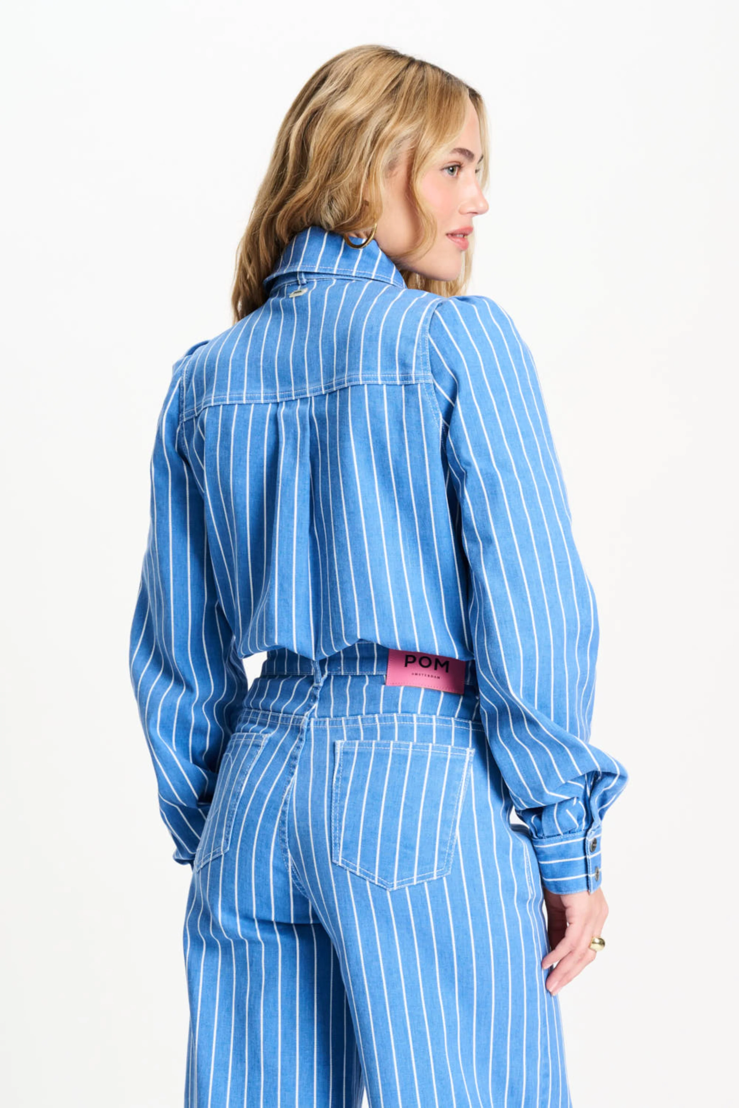 Blouse Denim Stripes Blue SP9504 - Image 6