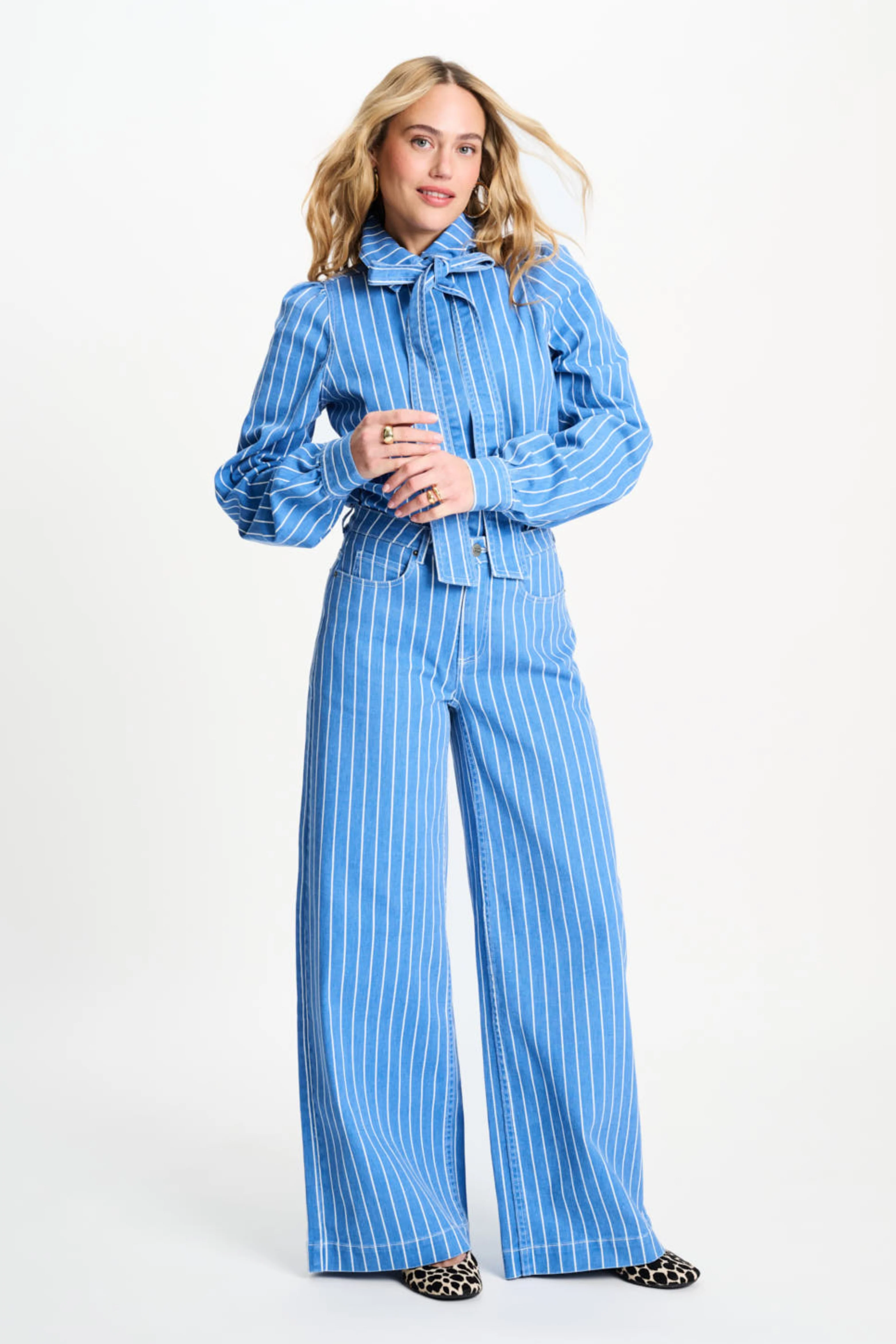 Blouse Denim Stripes Blue SP9504 - Image 7