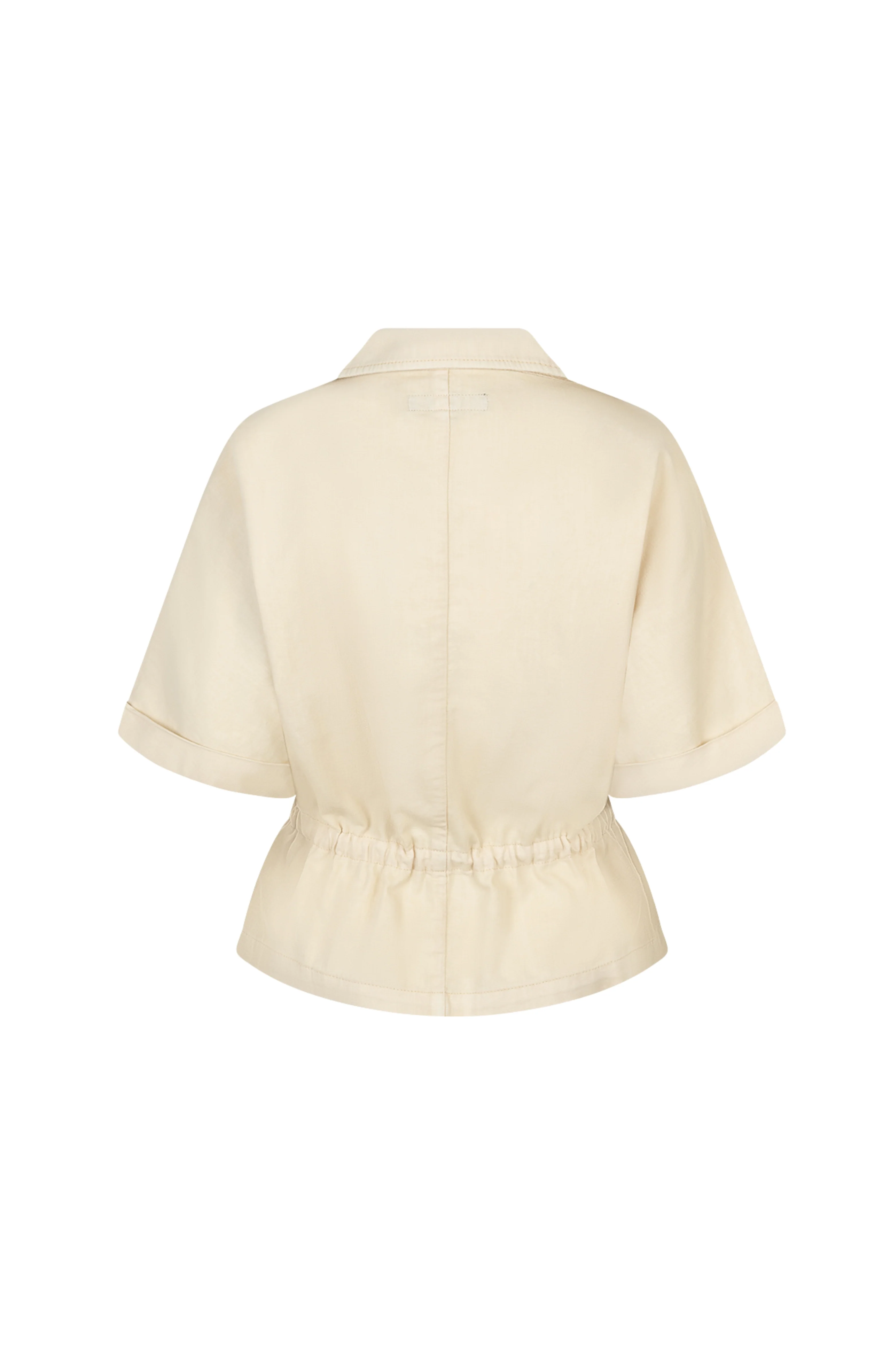 Blouse Drew Drawstring Co/Linen Oatmeal SRB4909 - Image 3