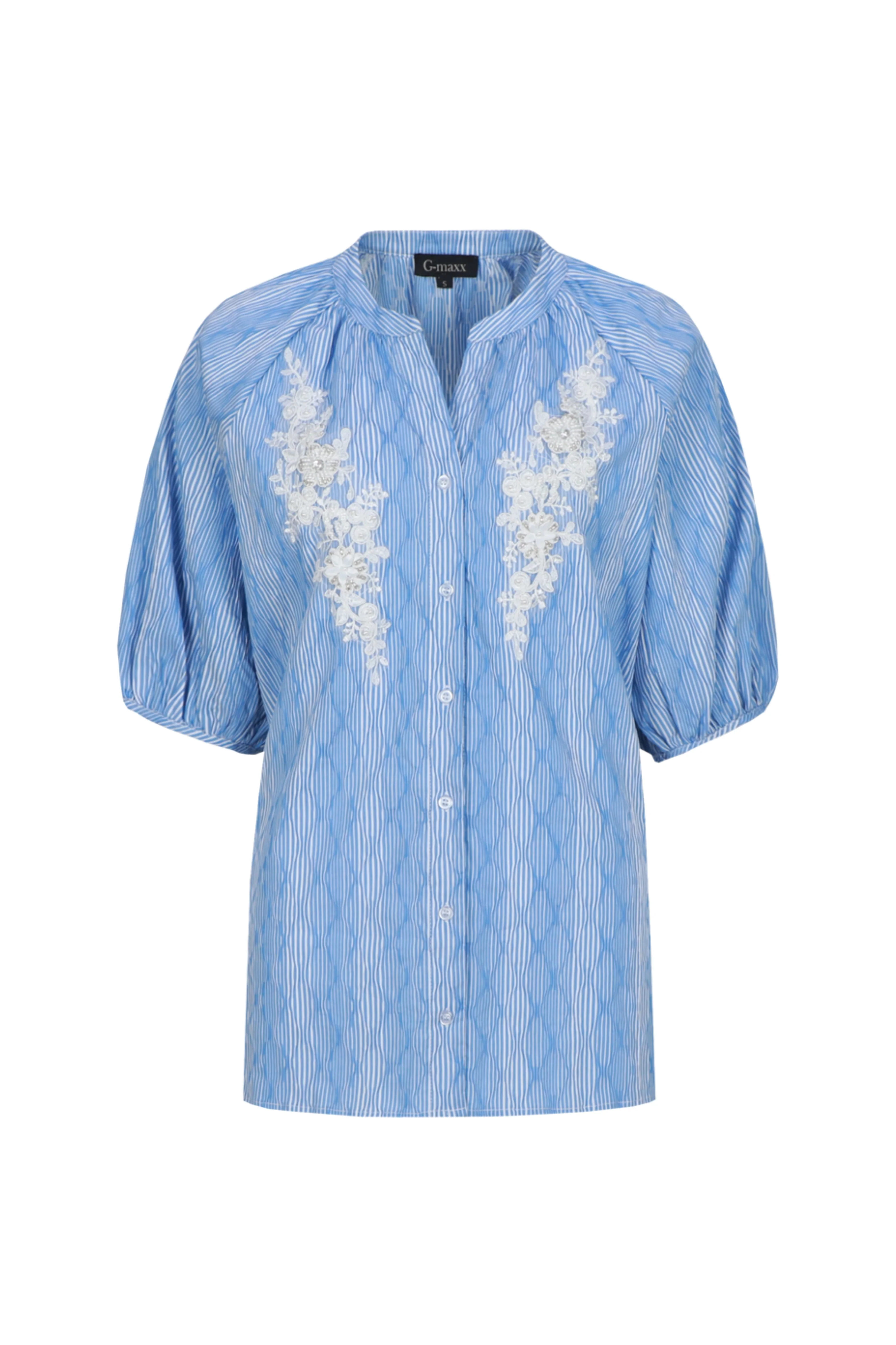 Blouse Edith Ice Blue Offwhite