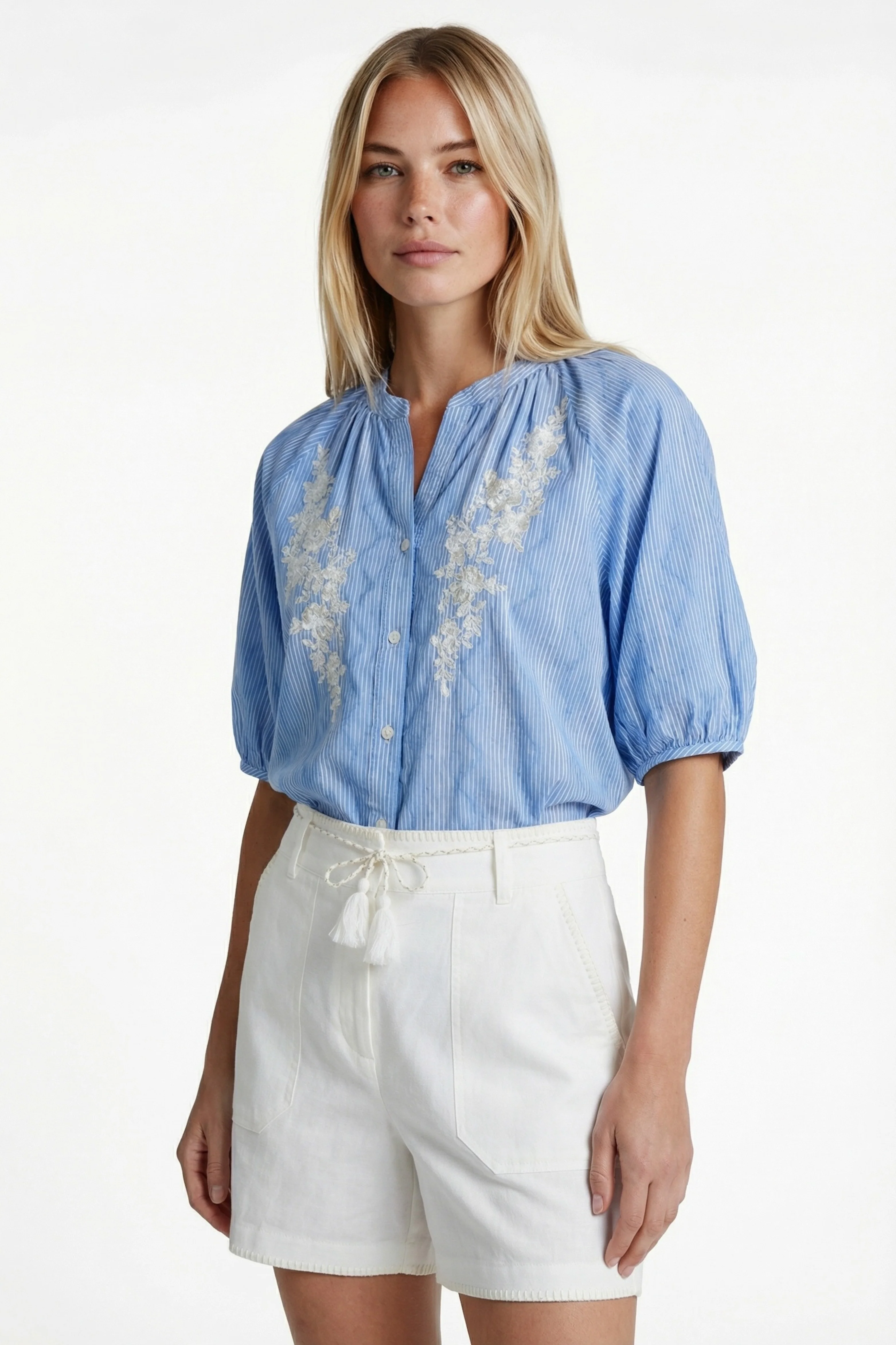 Blouse Edith Ice Blue Offwhite - Image 3
