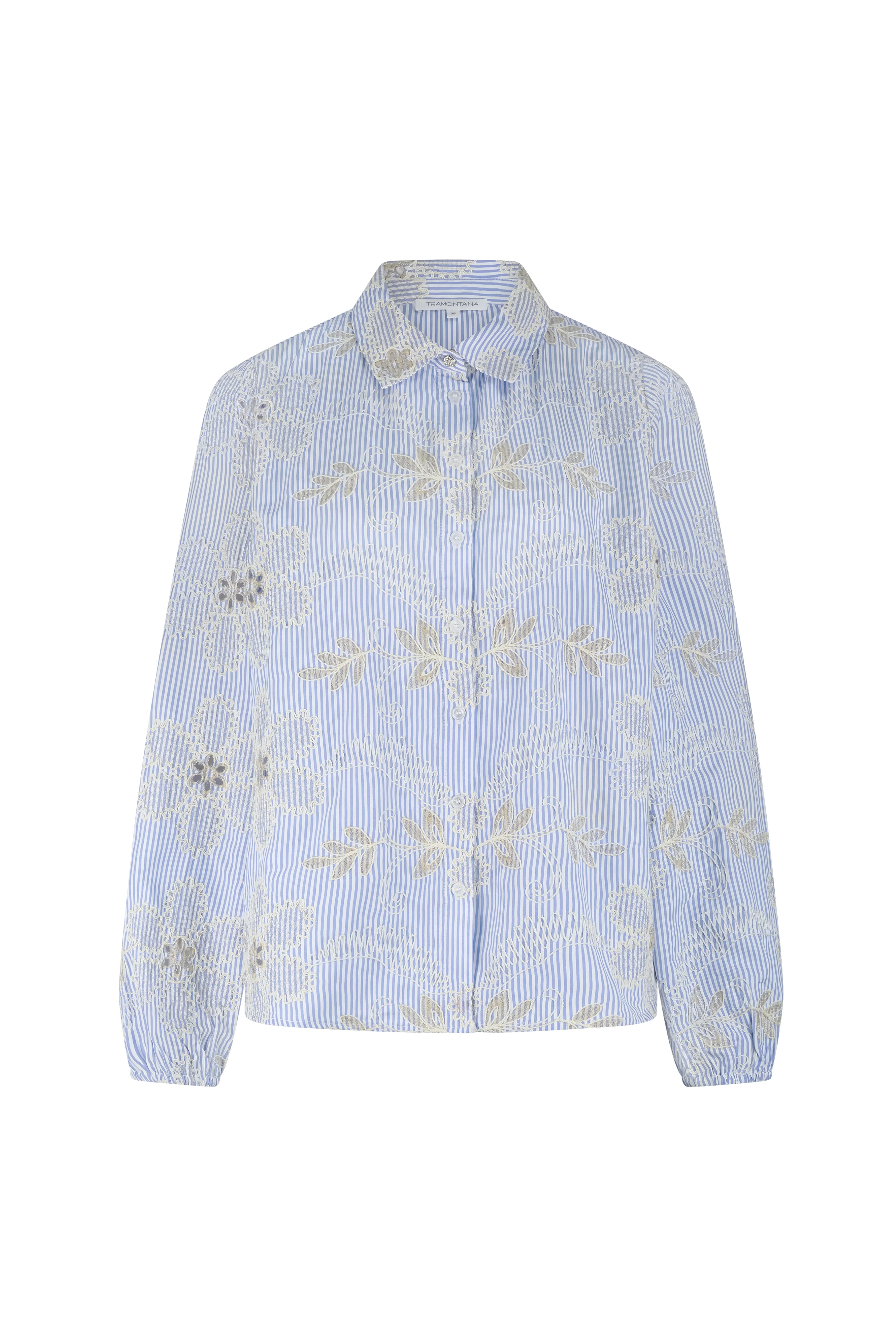 Blouse Flower Embroidery Breezy Blue C41-19-301 1 - Image 2