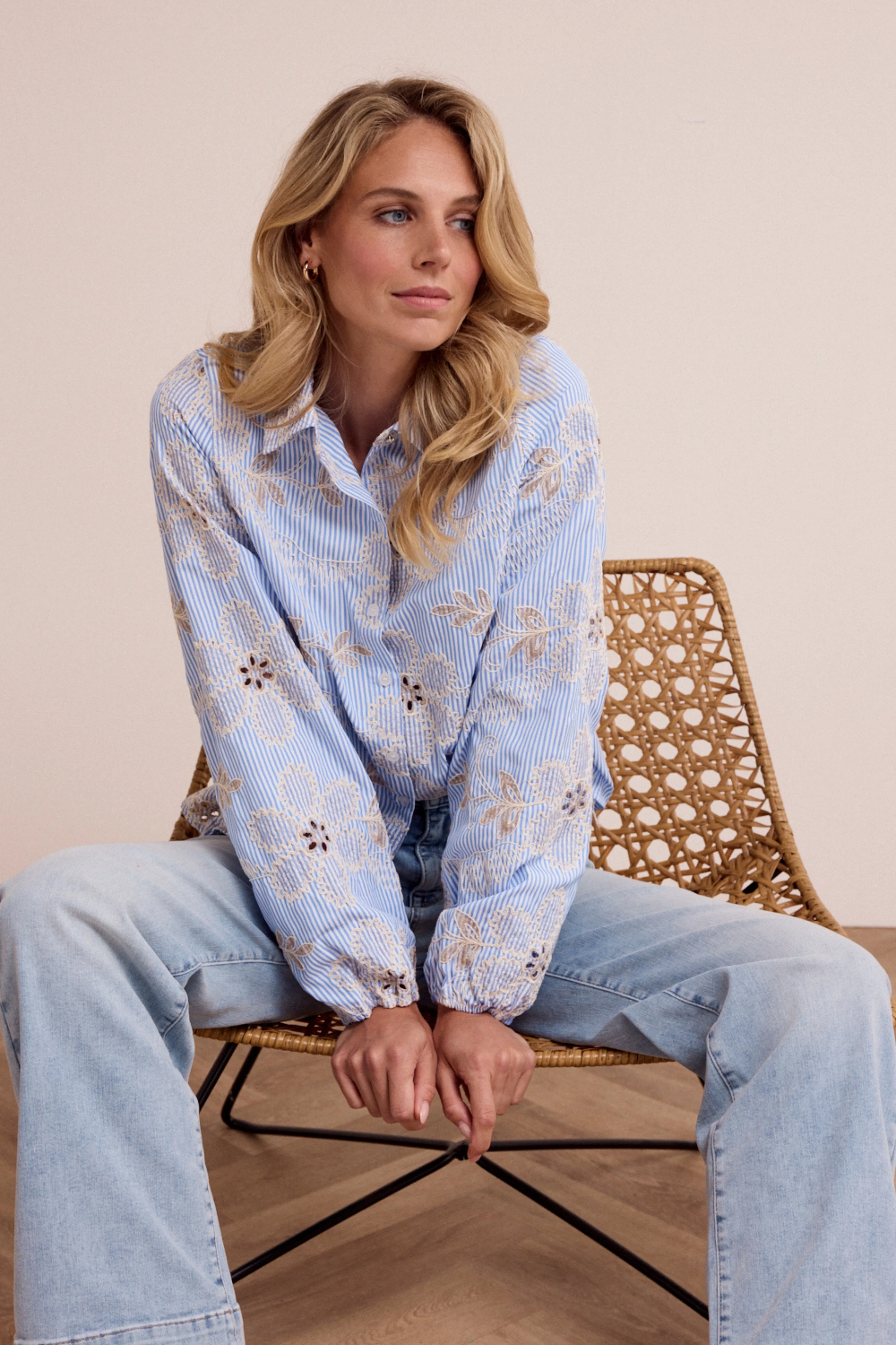 Blouse Flower Embroidery Breezy Blue C41-19-301 1 - Image 8