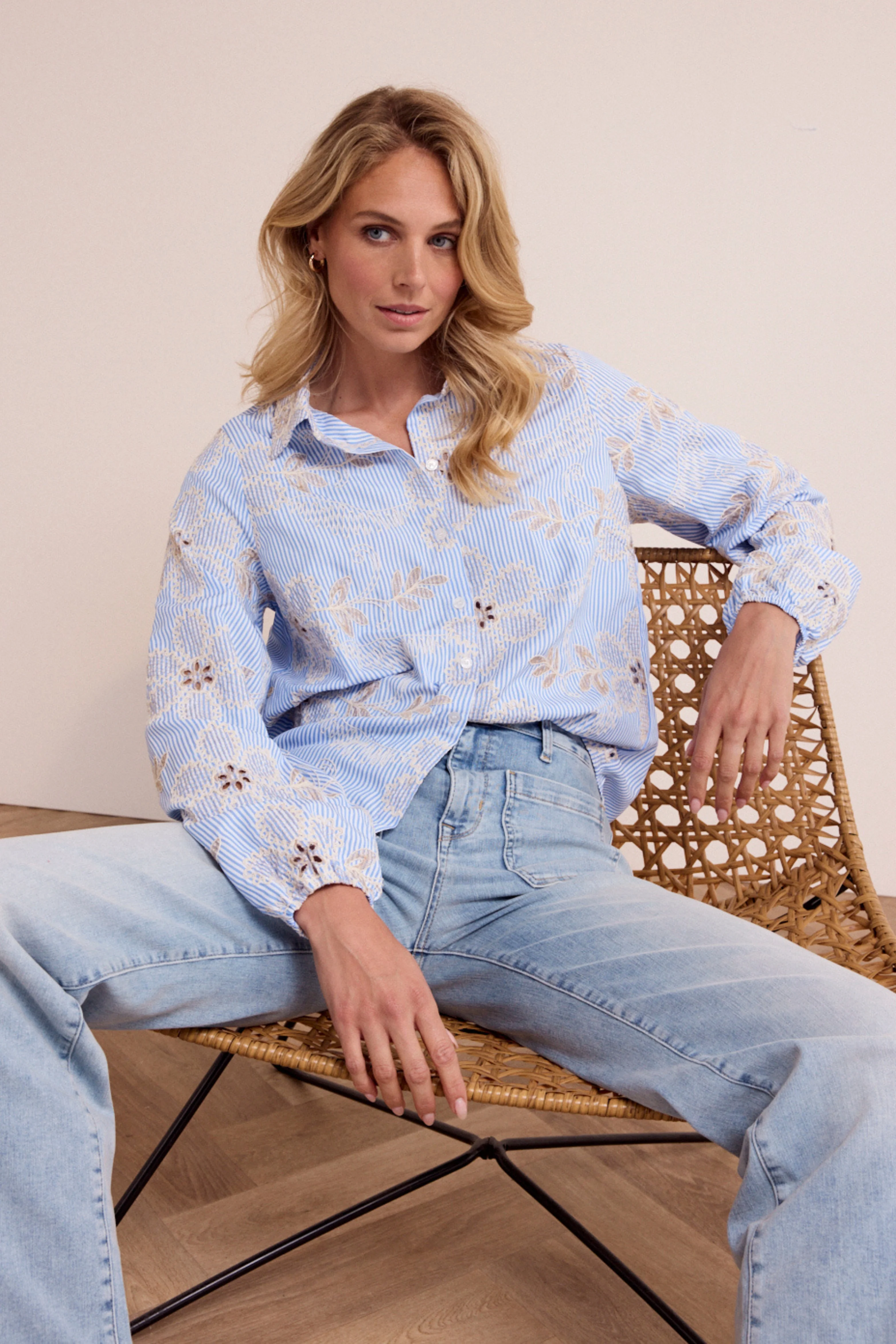 Blouse Flower Embroidery Breezy Blue C41-19-301 1 - Image 9
