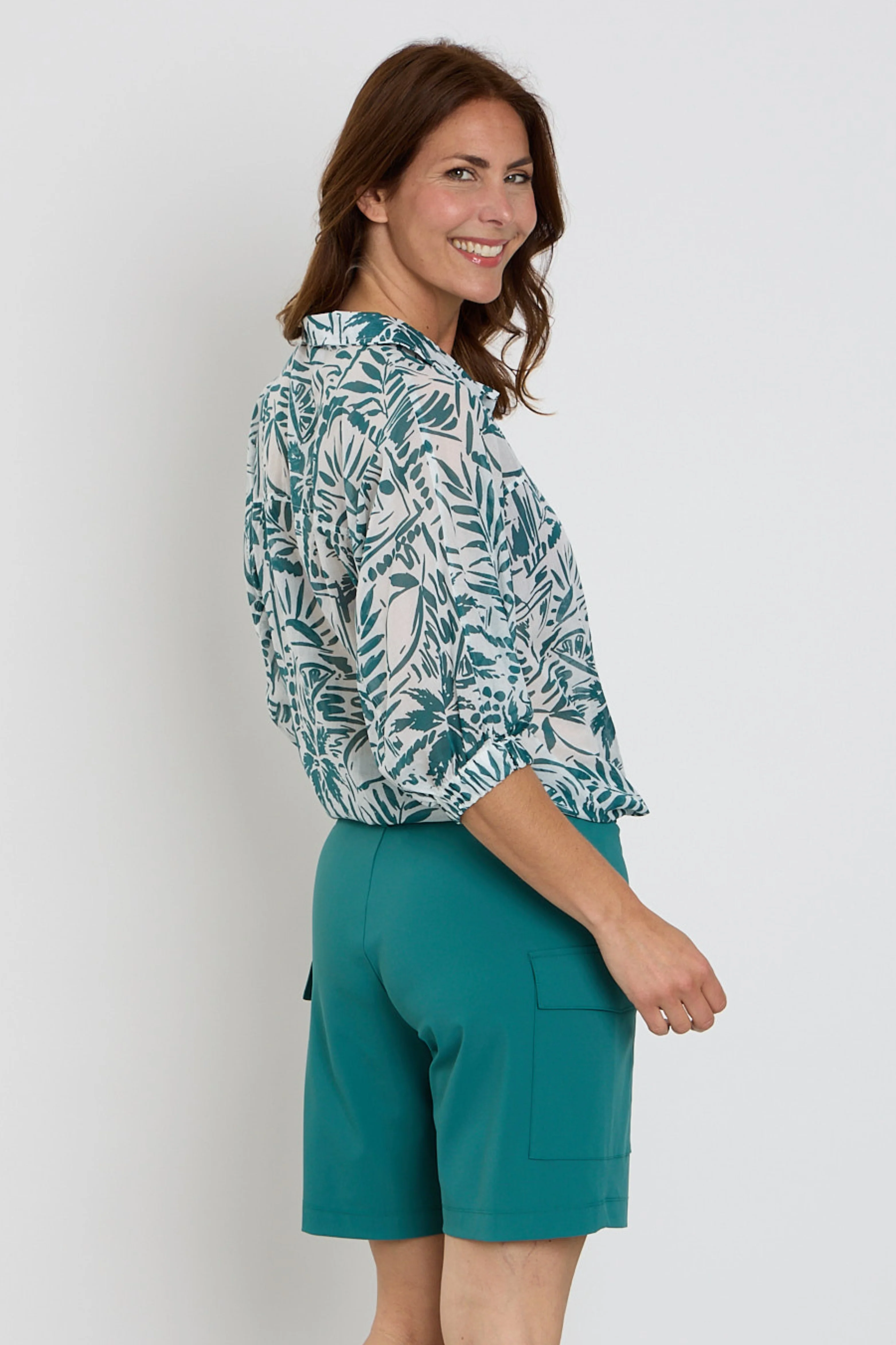 Blouse Fonda White Green 263 - Image 5