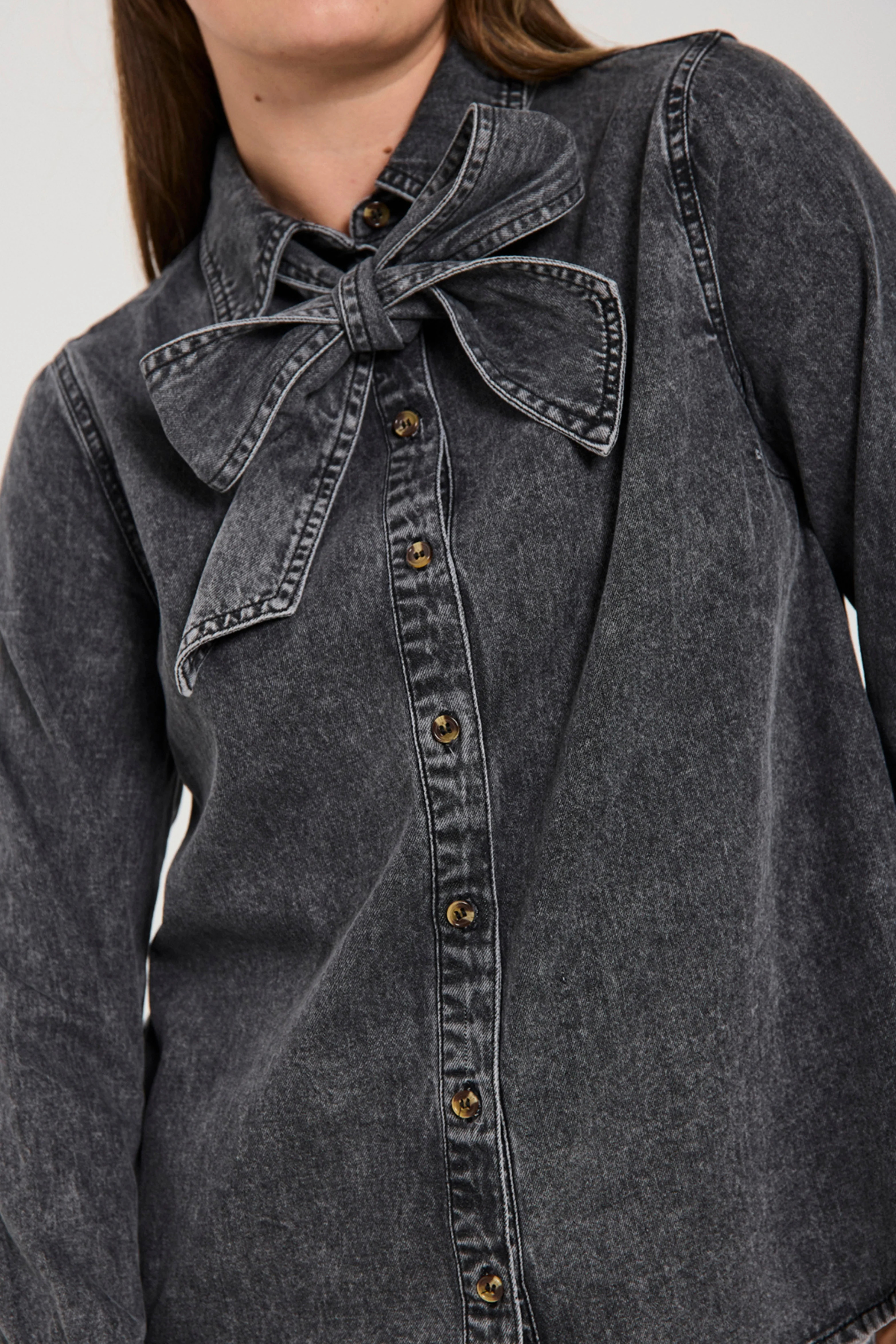 Blouse Fqlisea Vintage Grey Denim 206690 - Image 4