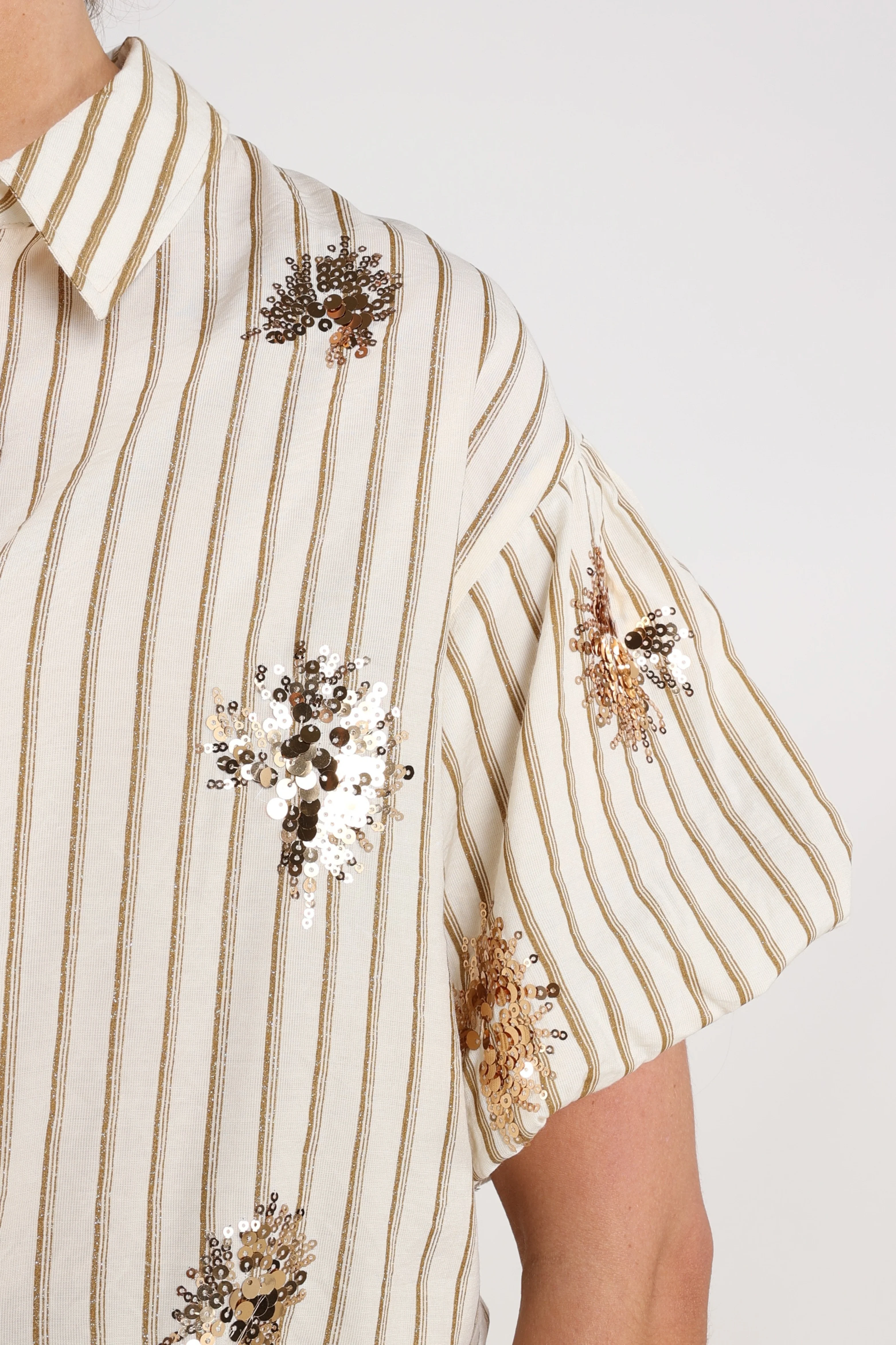 Blouse Leia Stripe Paillet Offwhite Fango NKS02136 - Image 12