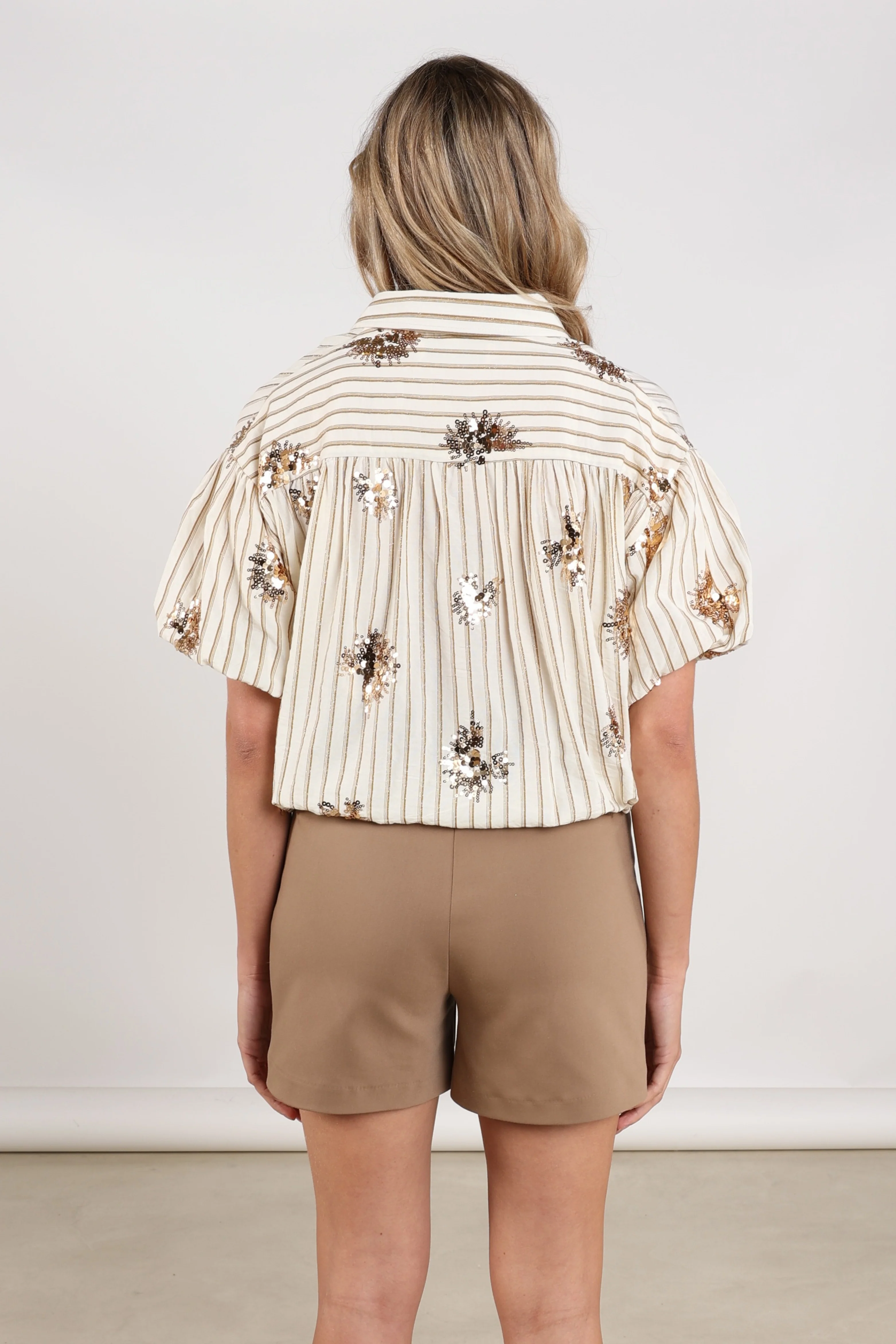 Blouse Leia Stripe Paillet Offwhite Fango NKS02136 - Image 4