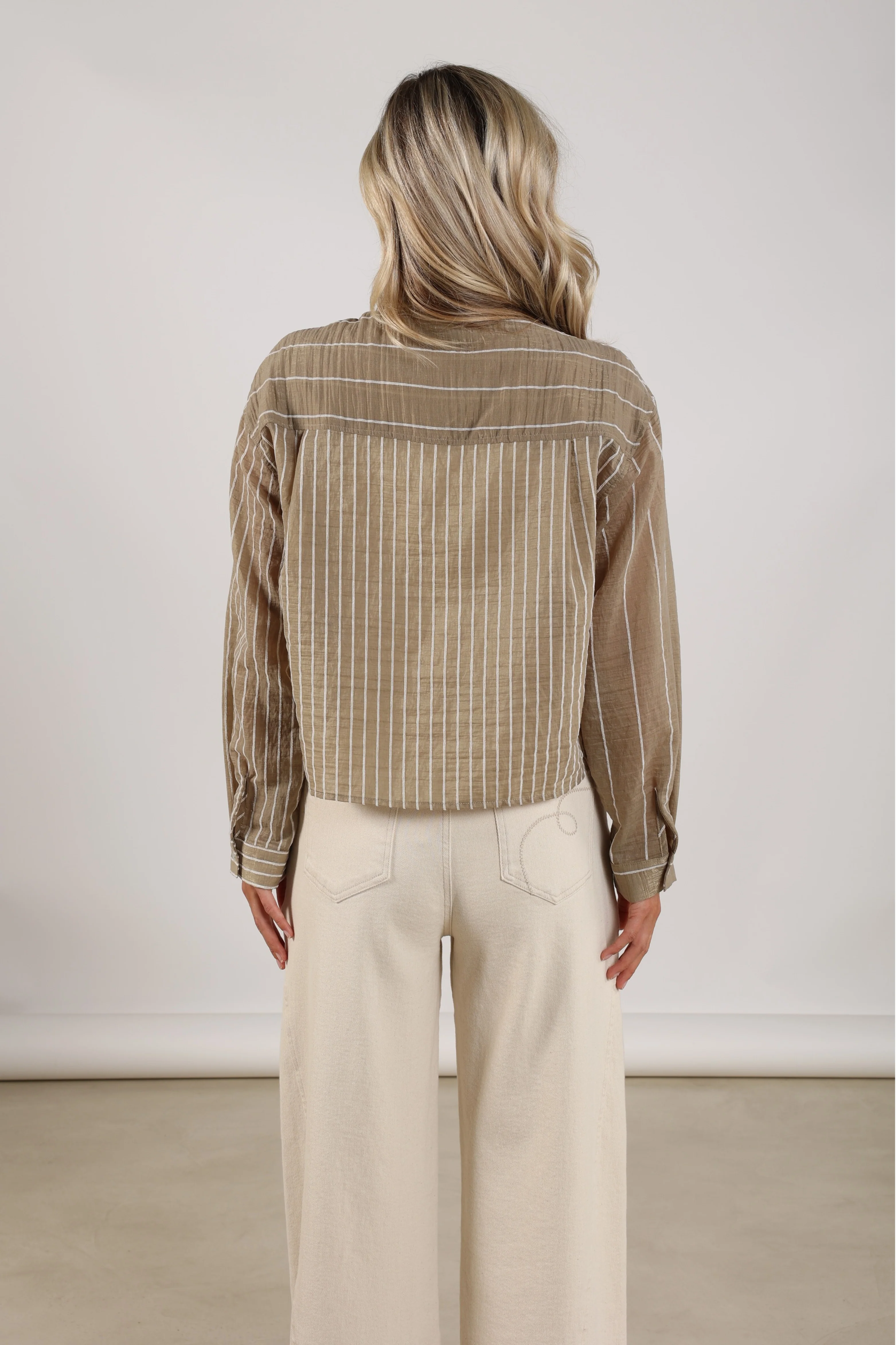 Blouse Nelly Stripe Army NKS02133 - Image 6