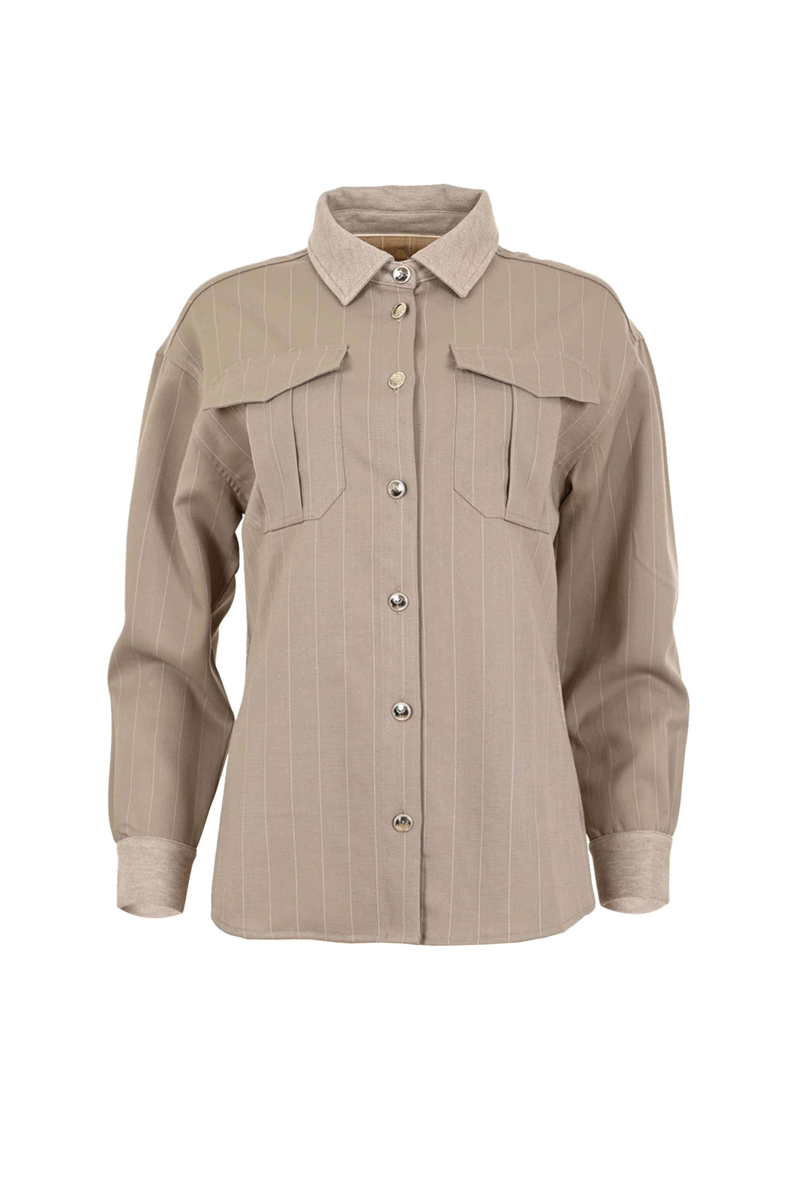 Blouse Pure Pinstripe Dark Sand - Image 3