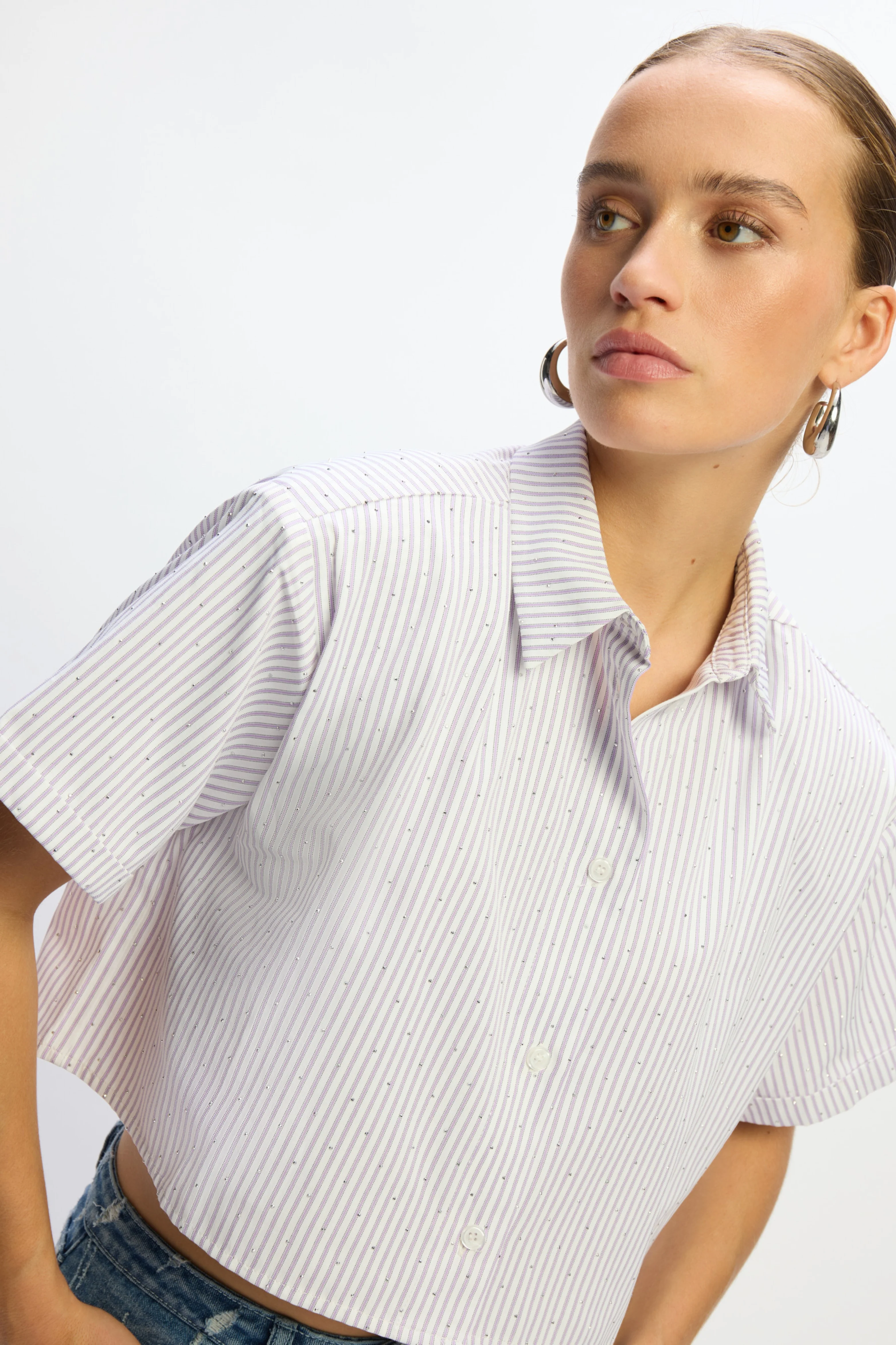 Blouse Steph Striped Cropped Lilac R2506944791 - Image 3