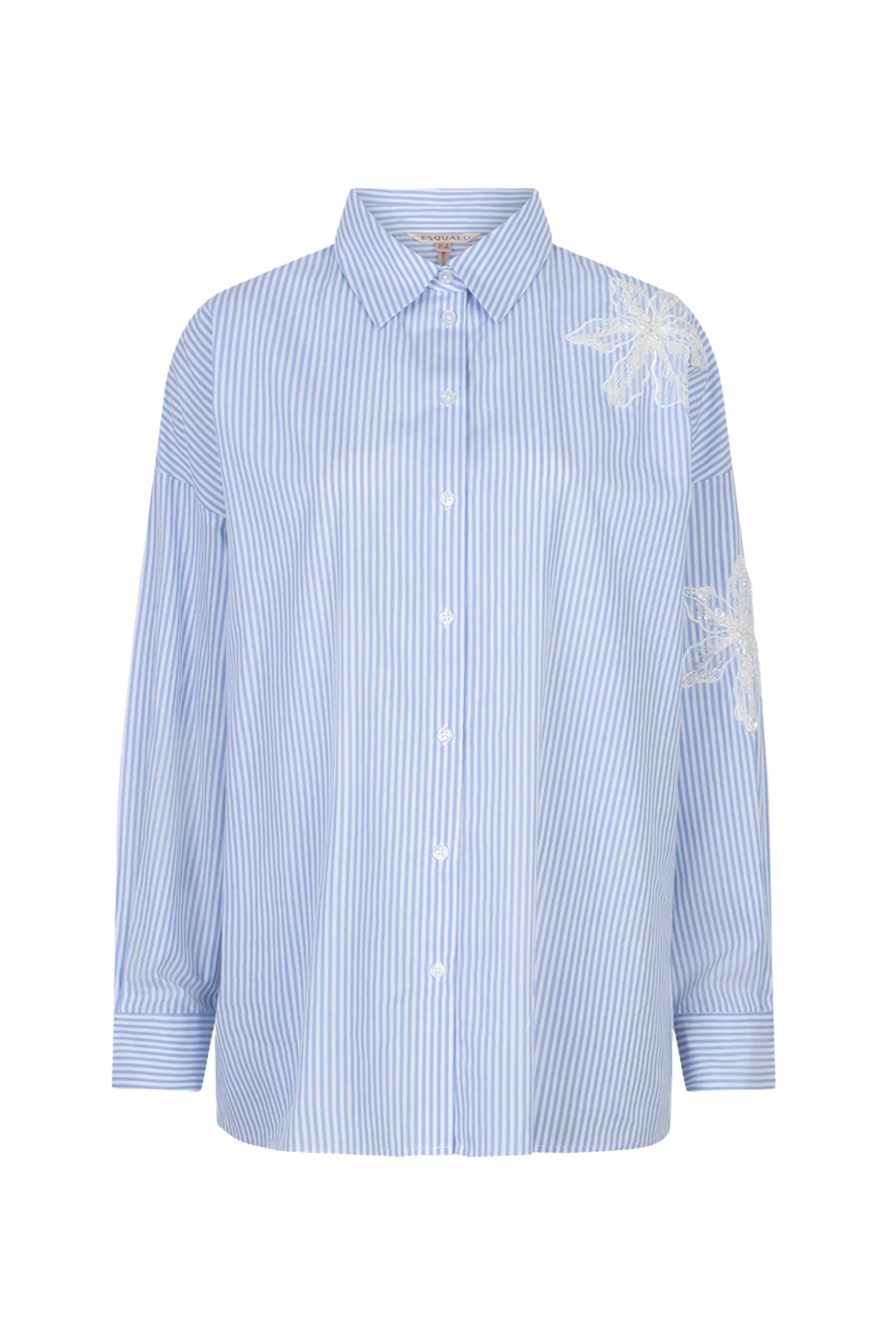 Blouse Striped Flower Patch White Blue SP26.14028 - Image 2