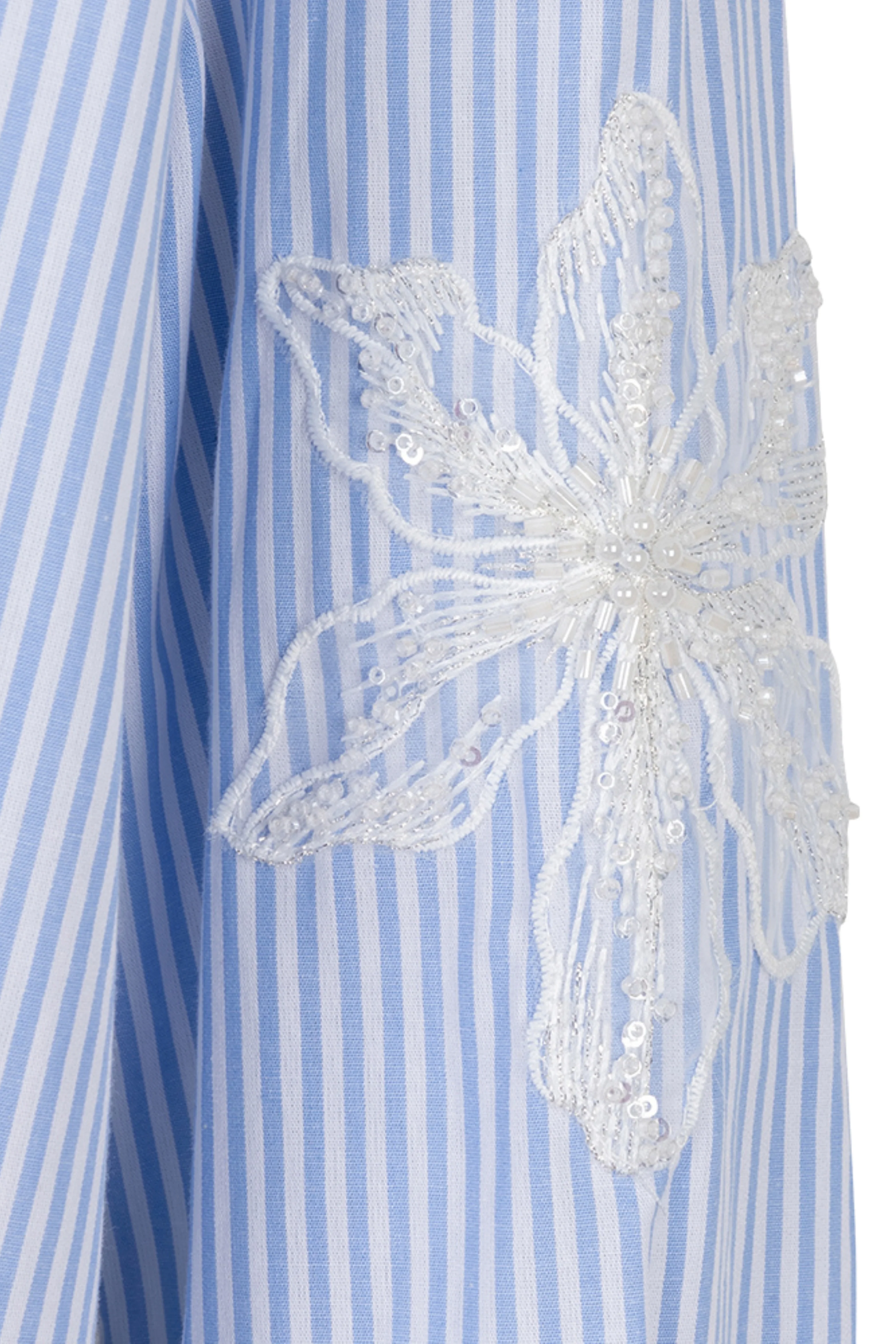 Blouse Striped Flower Patch White Blue SP26.14028 - Image 7
