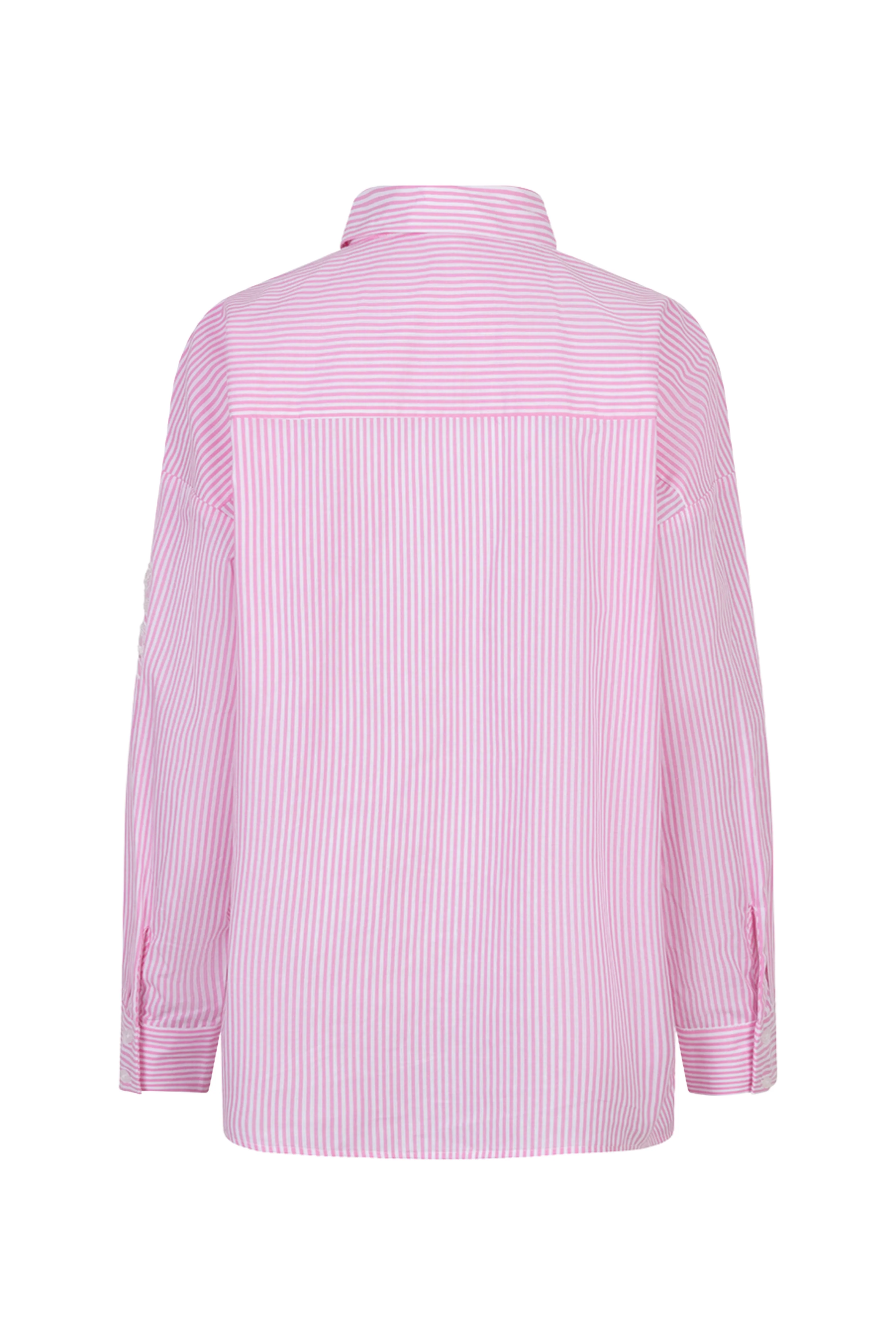 Blouse Striped Flower Patch White Pink SP26.14028 - Image 4