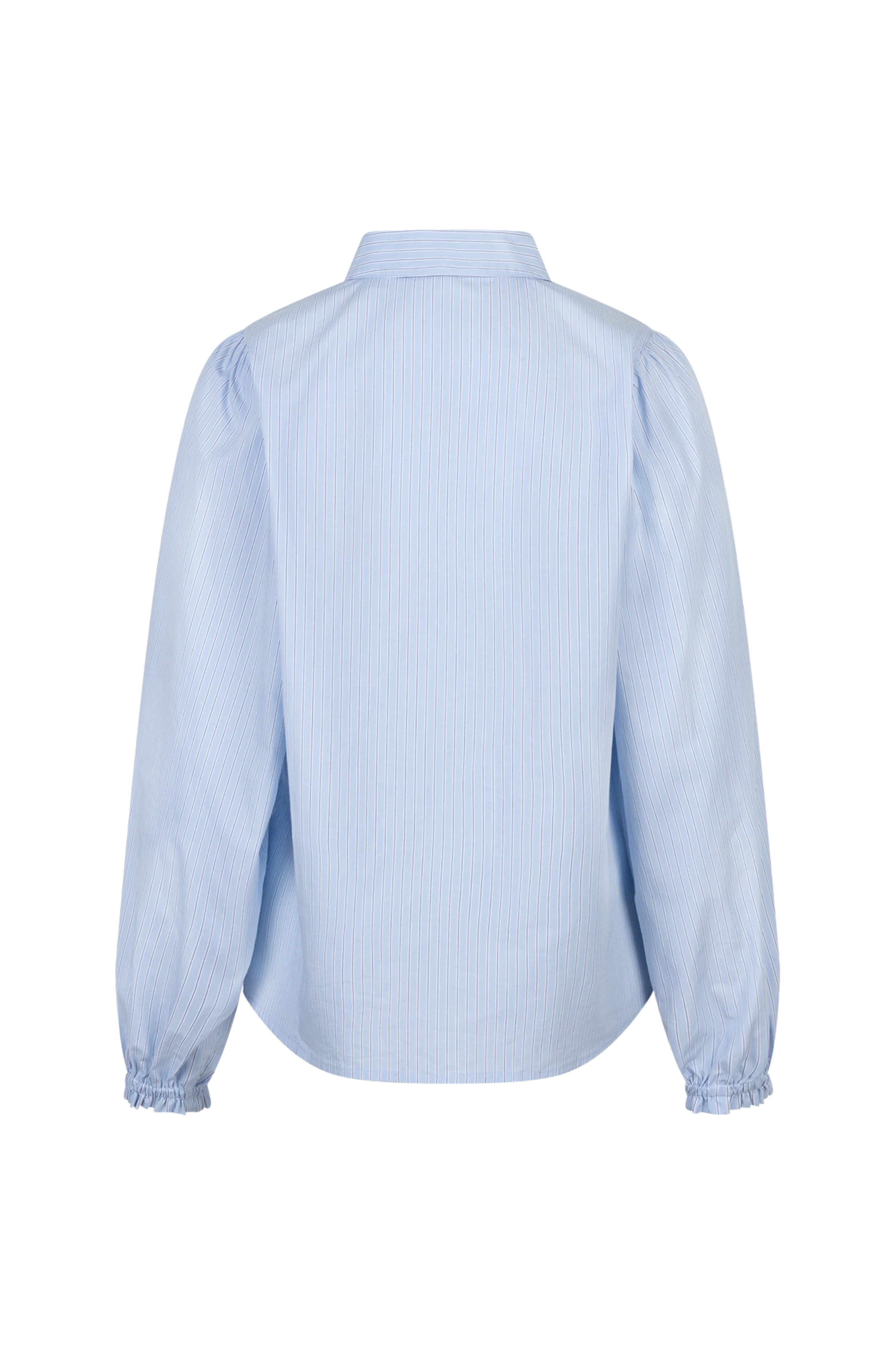 Blouse Victoria Poplin Stripe Long Light Blue SRB4839 - Image 5