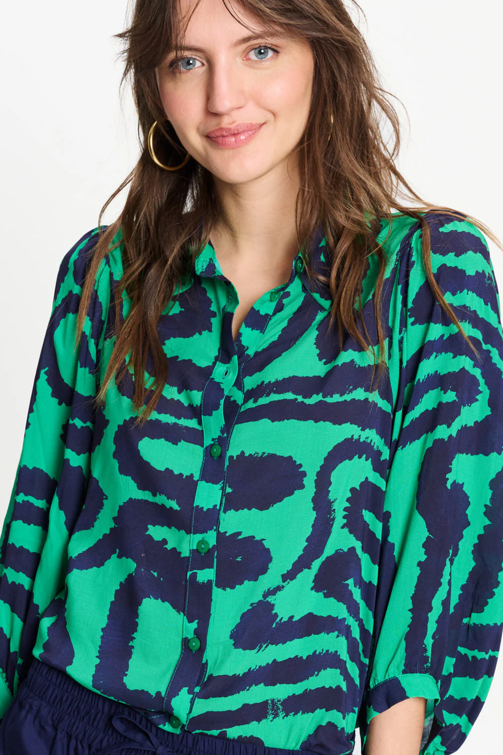 Blouse Waves Green Multi Colour SP9546 - Image 2