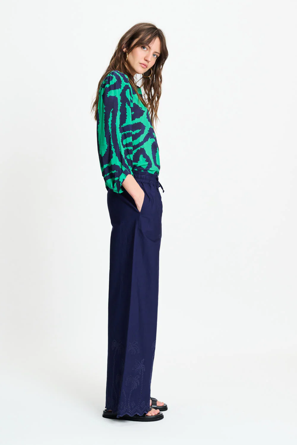 Blouse Waves Green Multi Colour SP9546 - Image 4