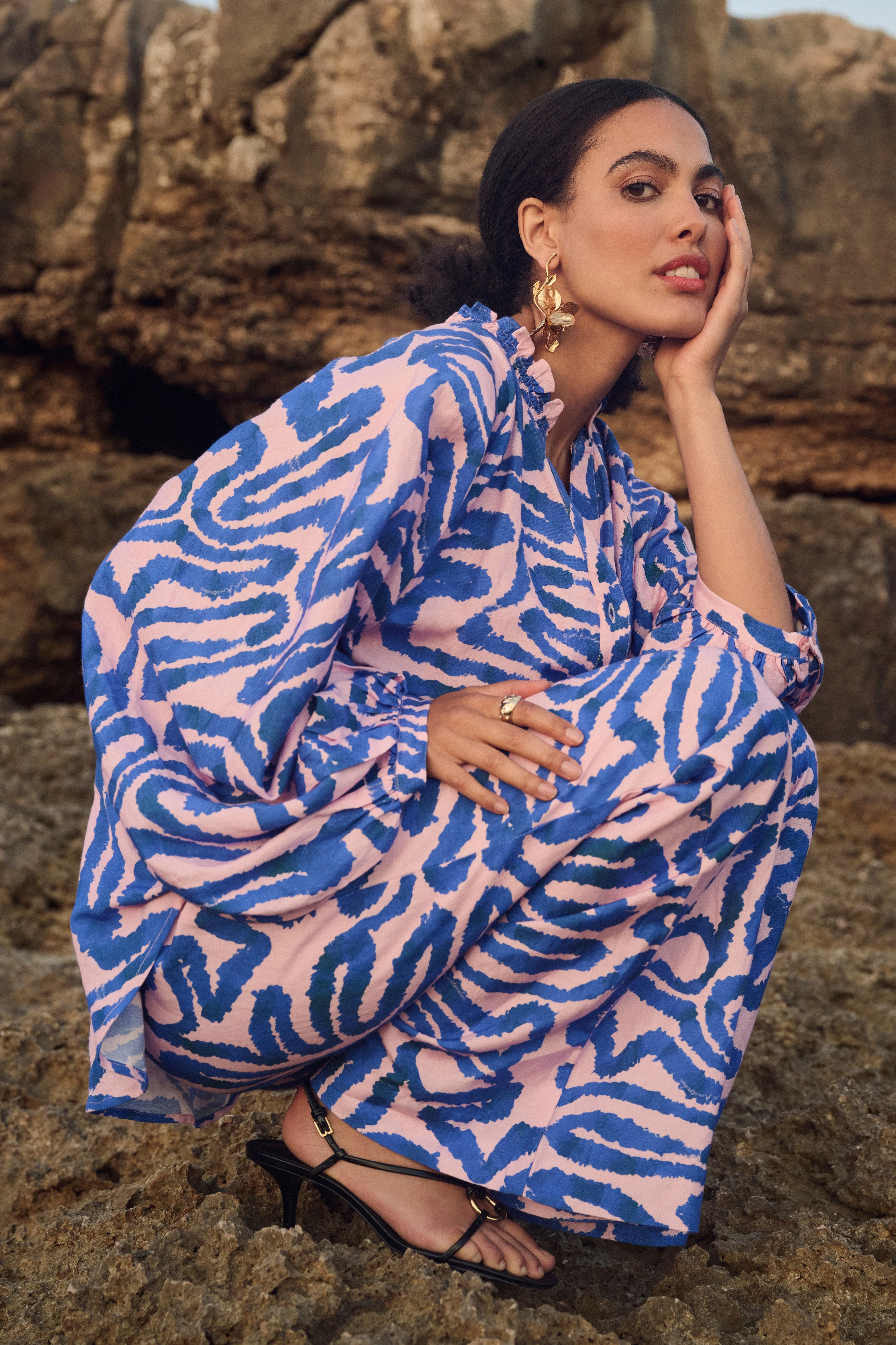 Blouse Waves Pink Linen Multi Colour SP9549 - Image 6