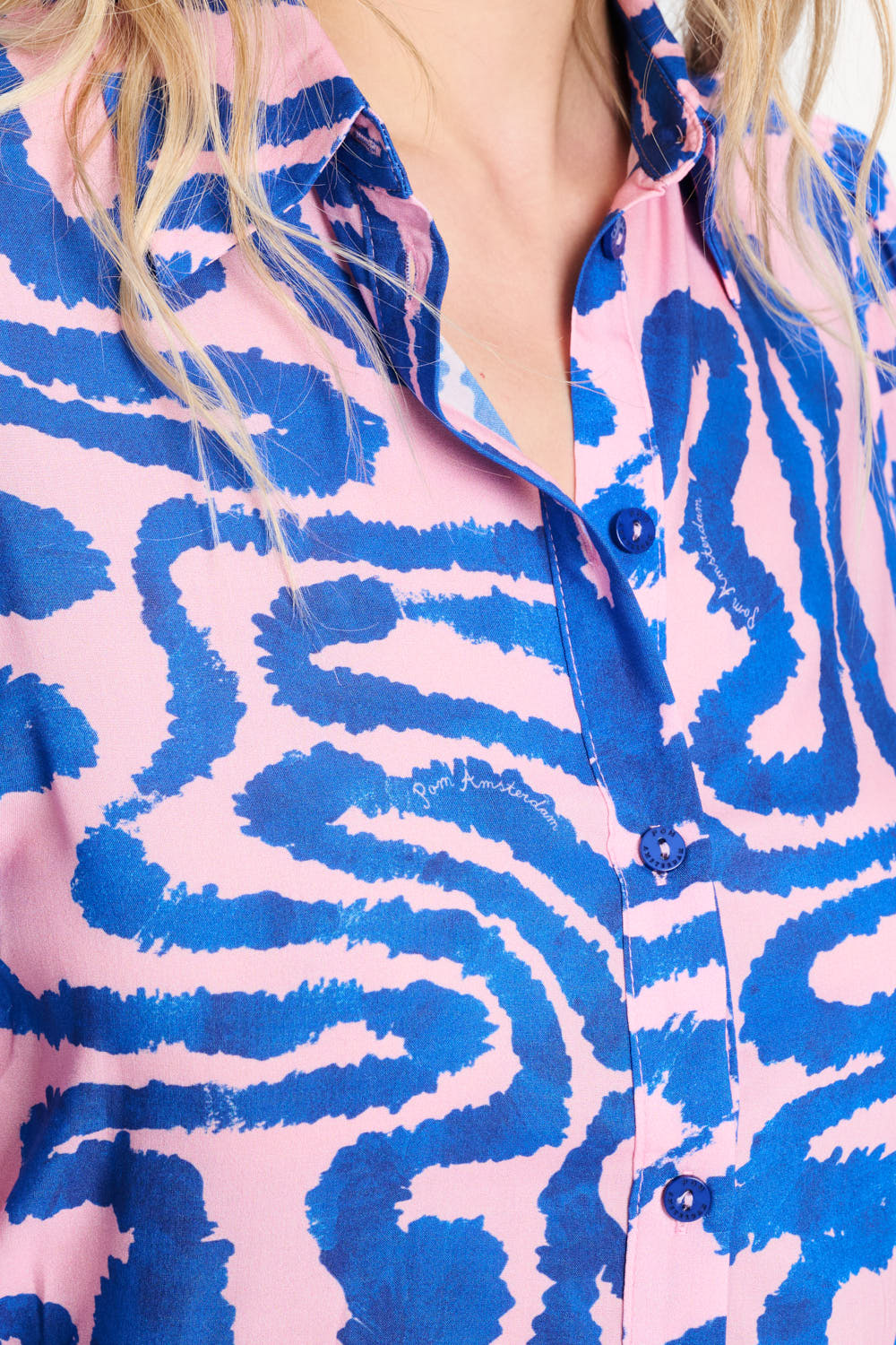 Blouse Waves Pink Linen Multi Colour SP9549 - Image 8