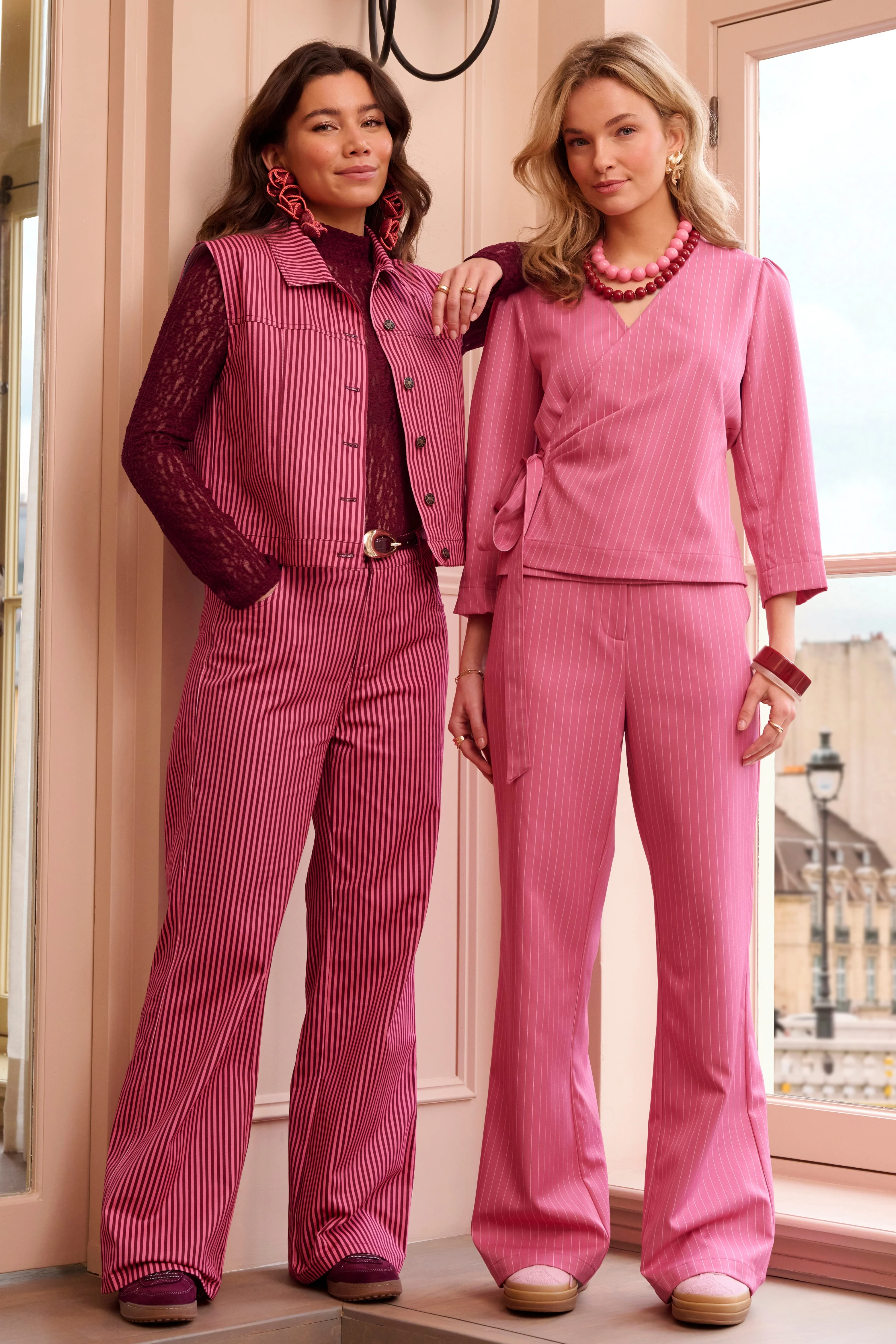 Broek Djamilla Coral Pink Burgundy - Image 10