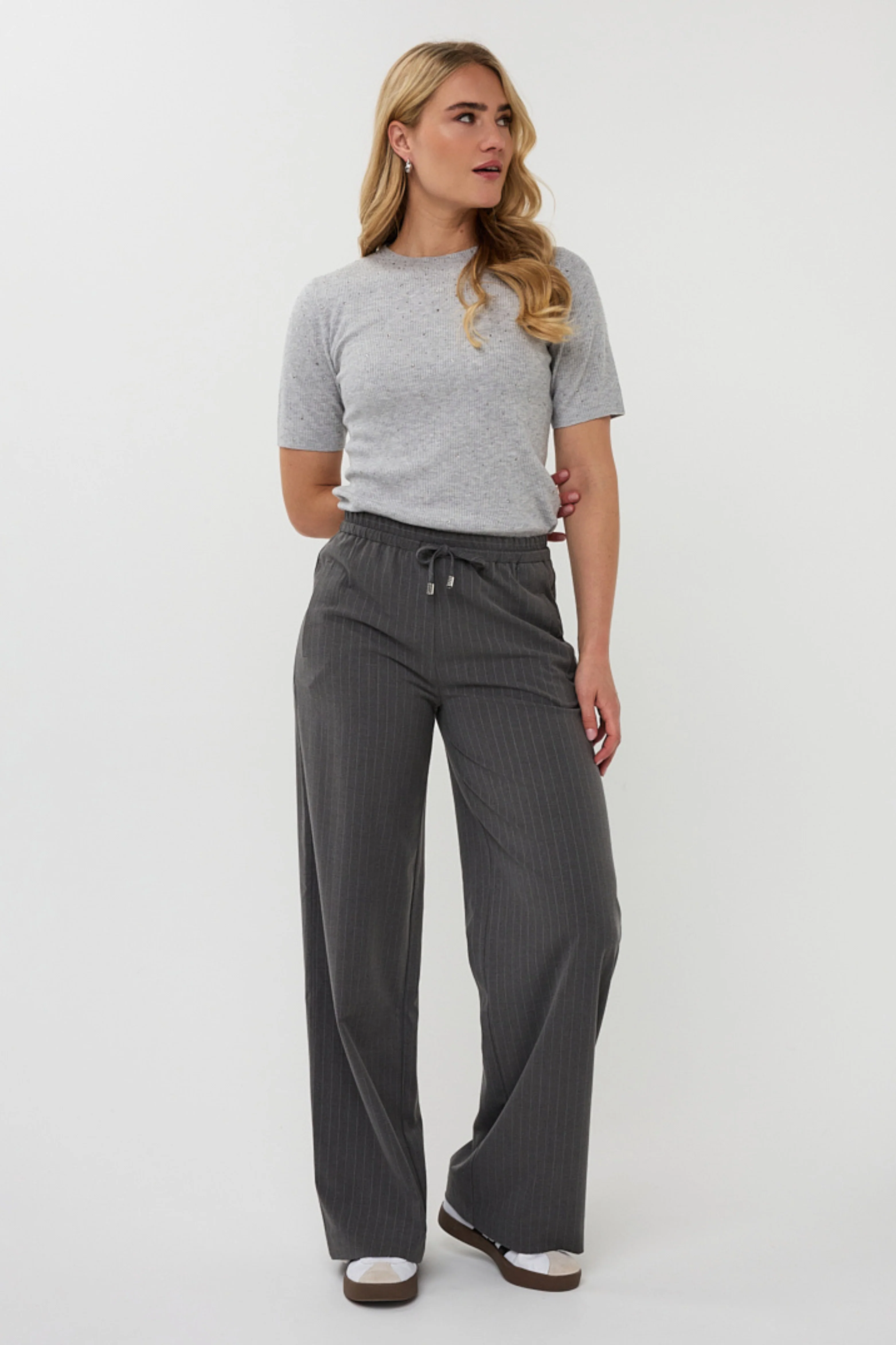 Broek Drawstrings Pinstripe Grey Melange F25.10548 - Image 3