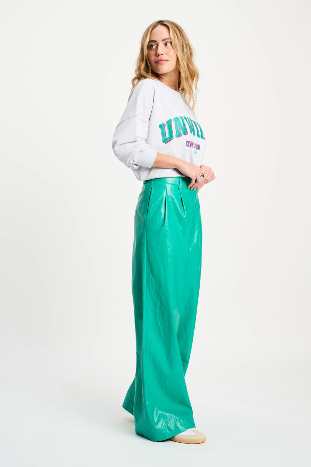 Broek Fake Leather Wander Green SP9456