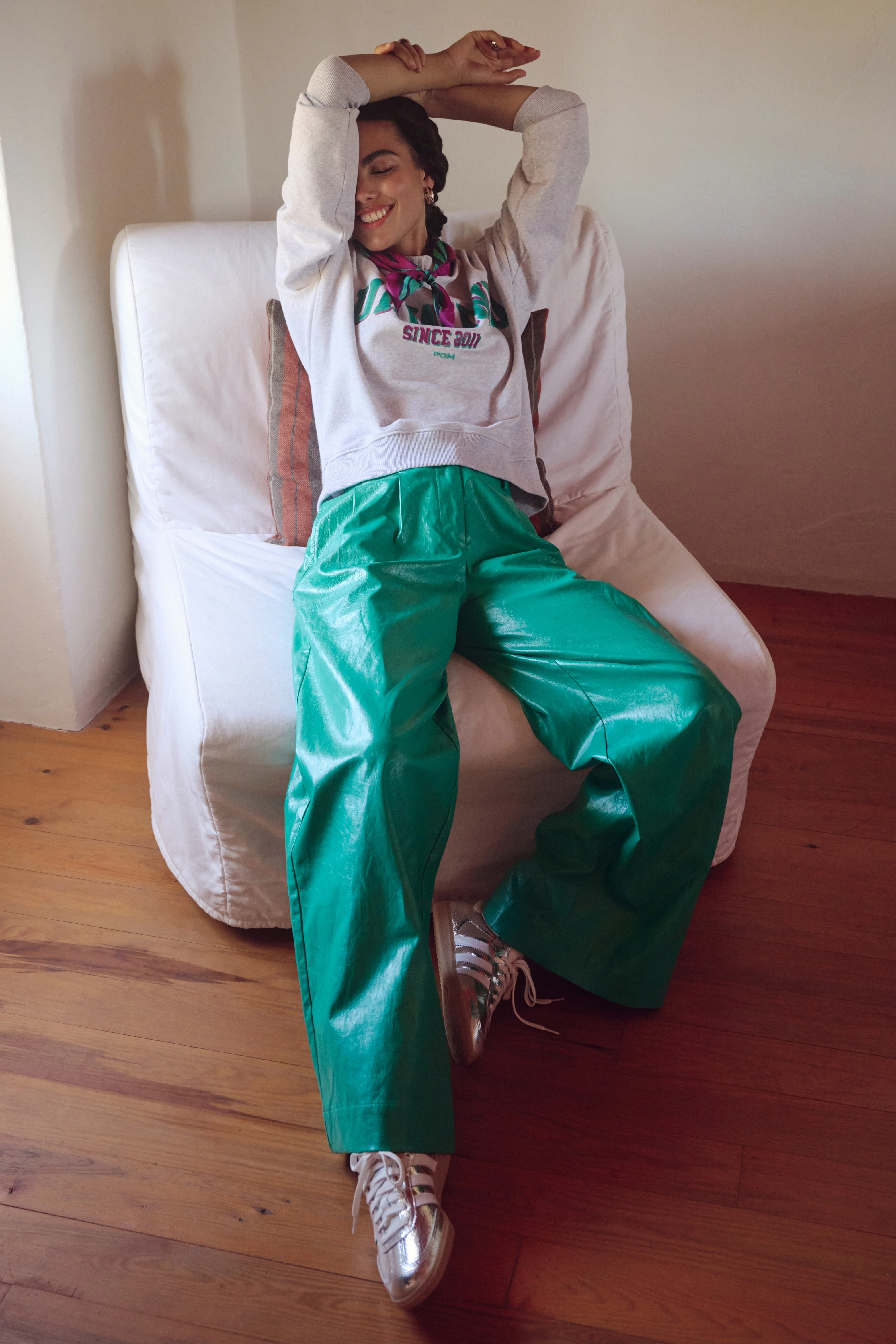Broek Fake Leather Wander Green SP9456 - Image 2