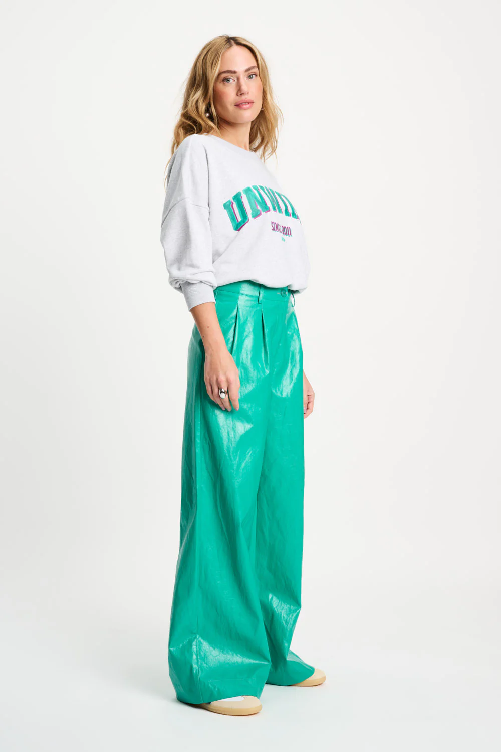 Broek Fake Leather Wander Green SP9456 - Image 5