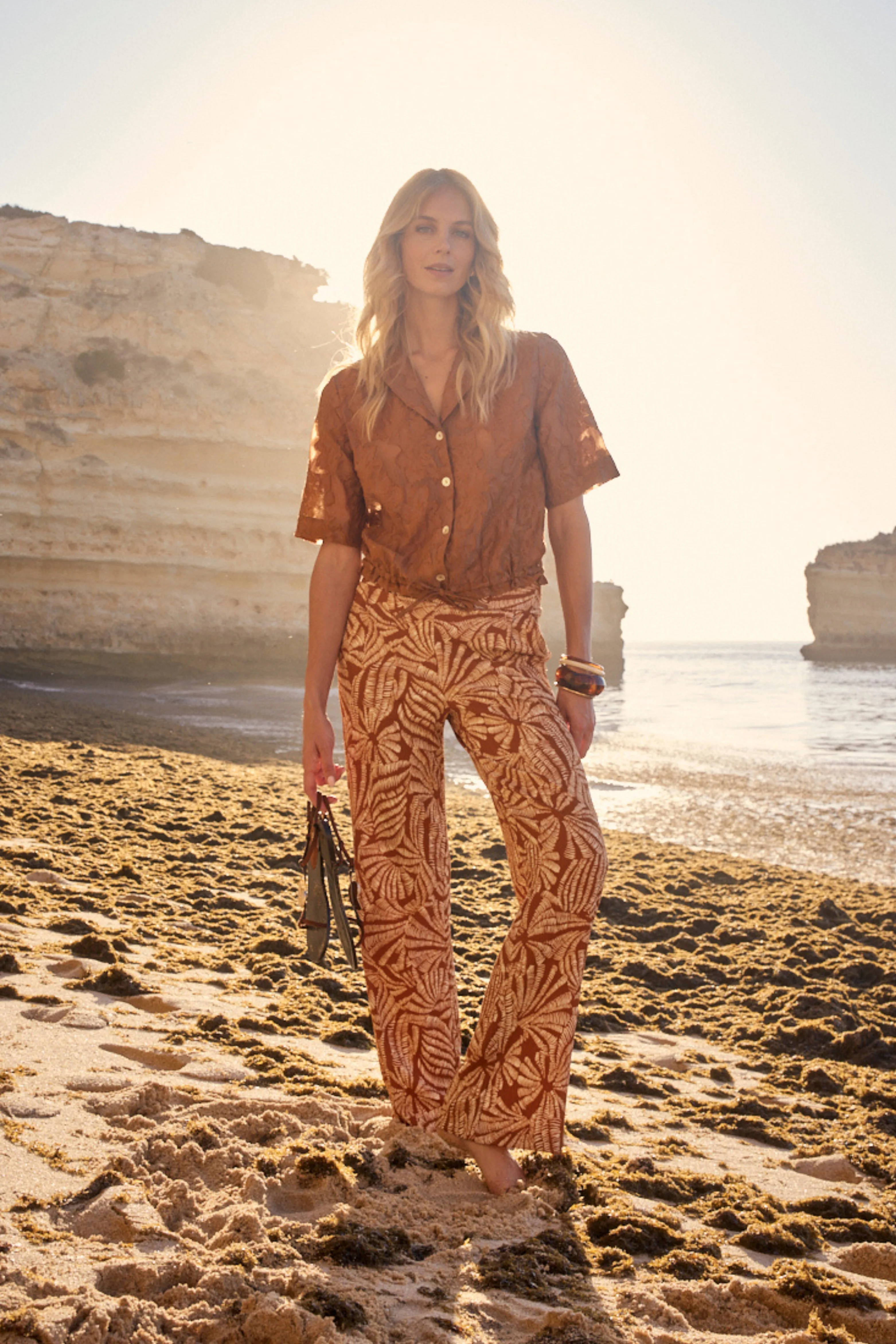 Broek Flowy Shells Print Browns T03-20-101 - Image 4