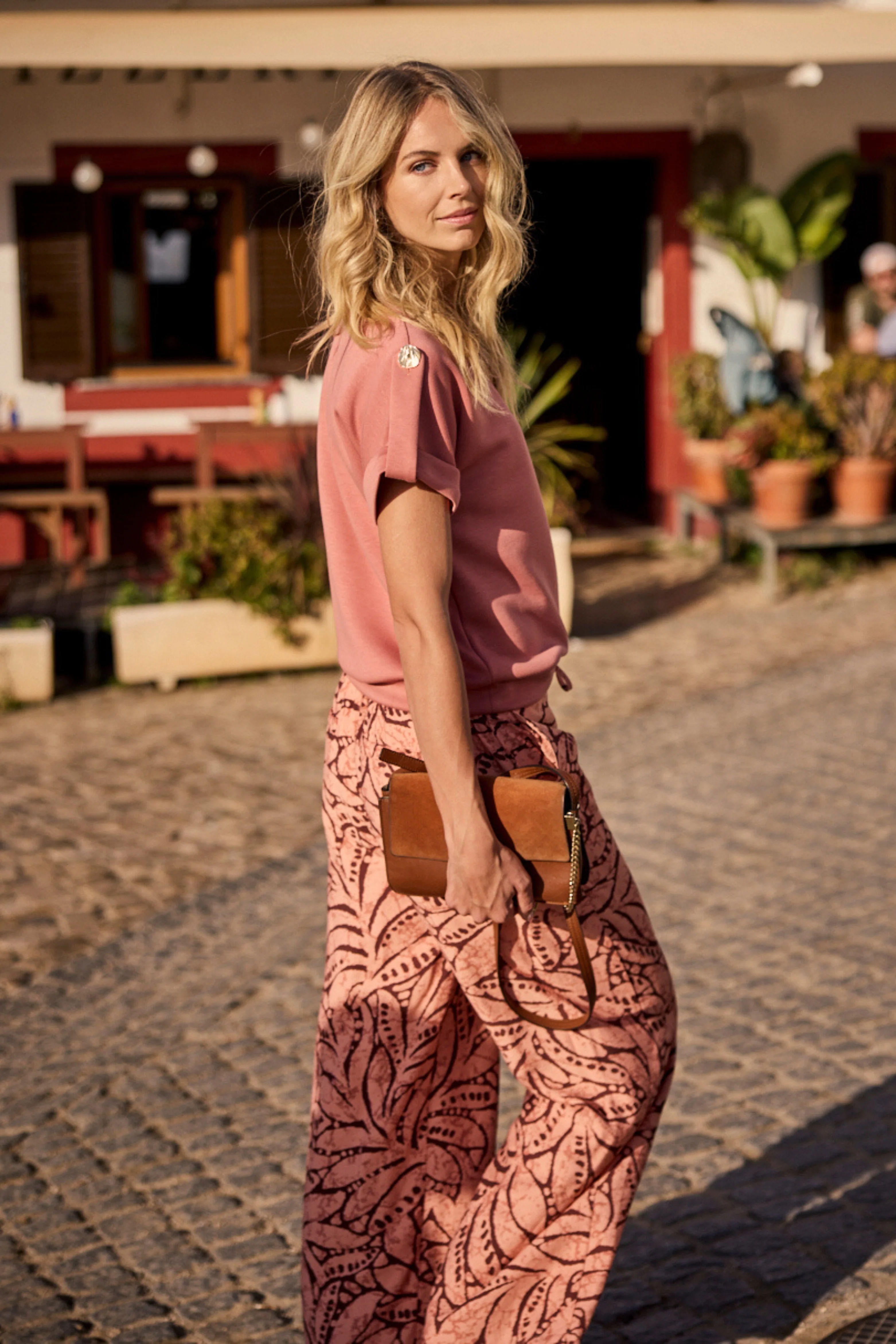 Broek Leaf Luxe Print Peach C17-20-101 3 - Image 7