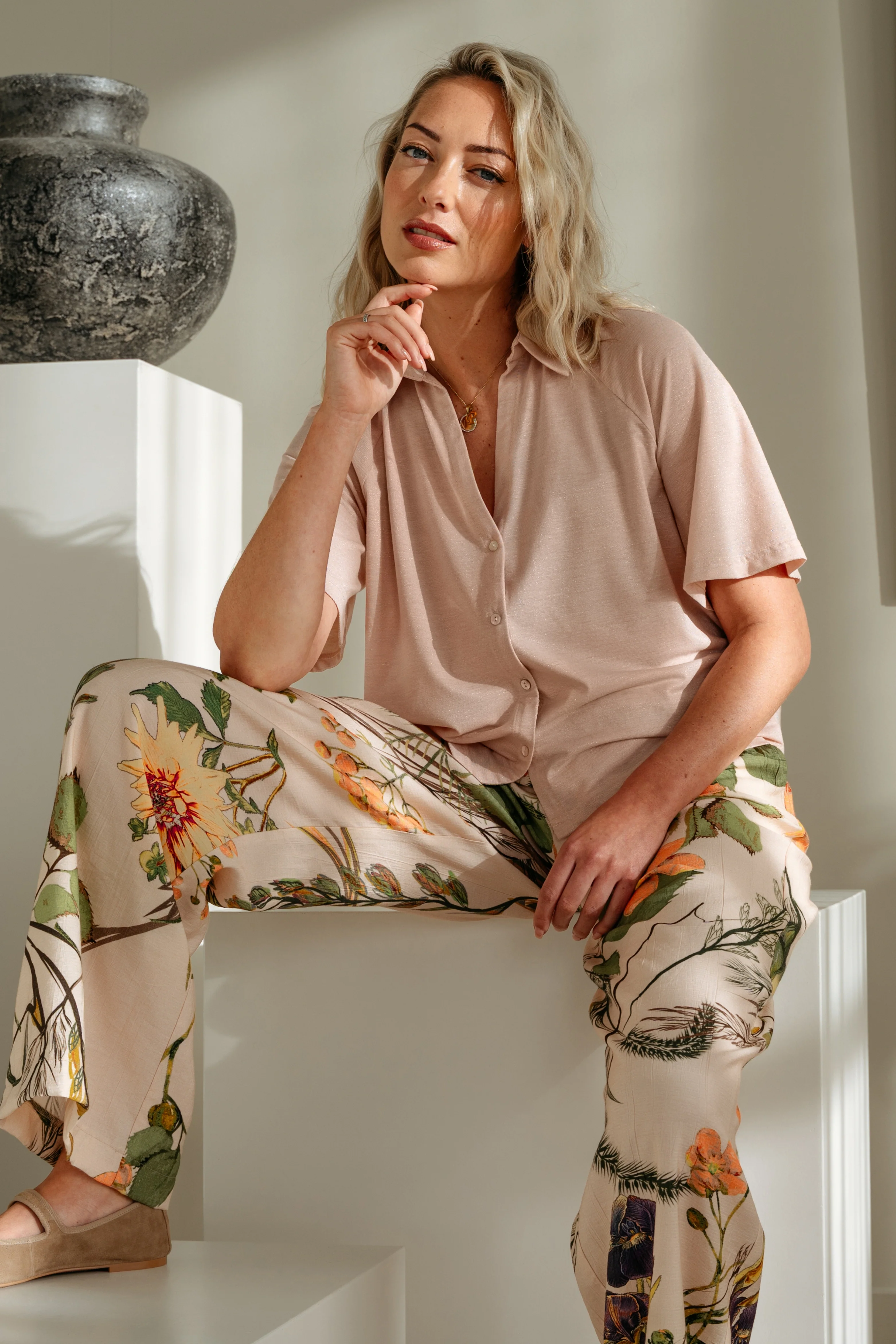 Broek Nadine Flower Powder Pink Multi PA431 - Image 5