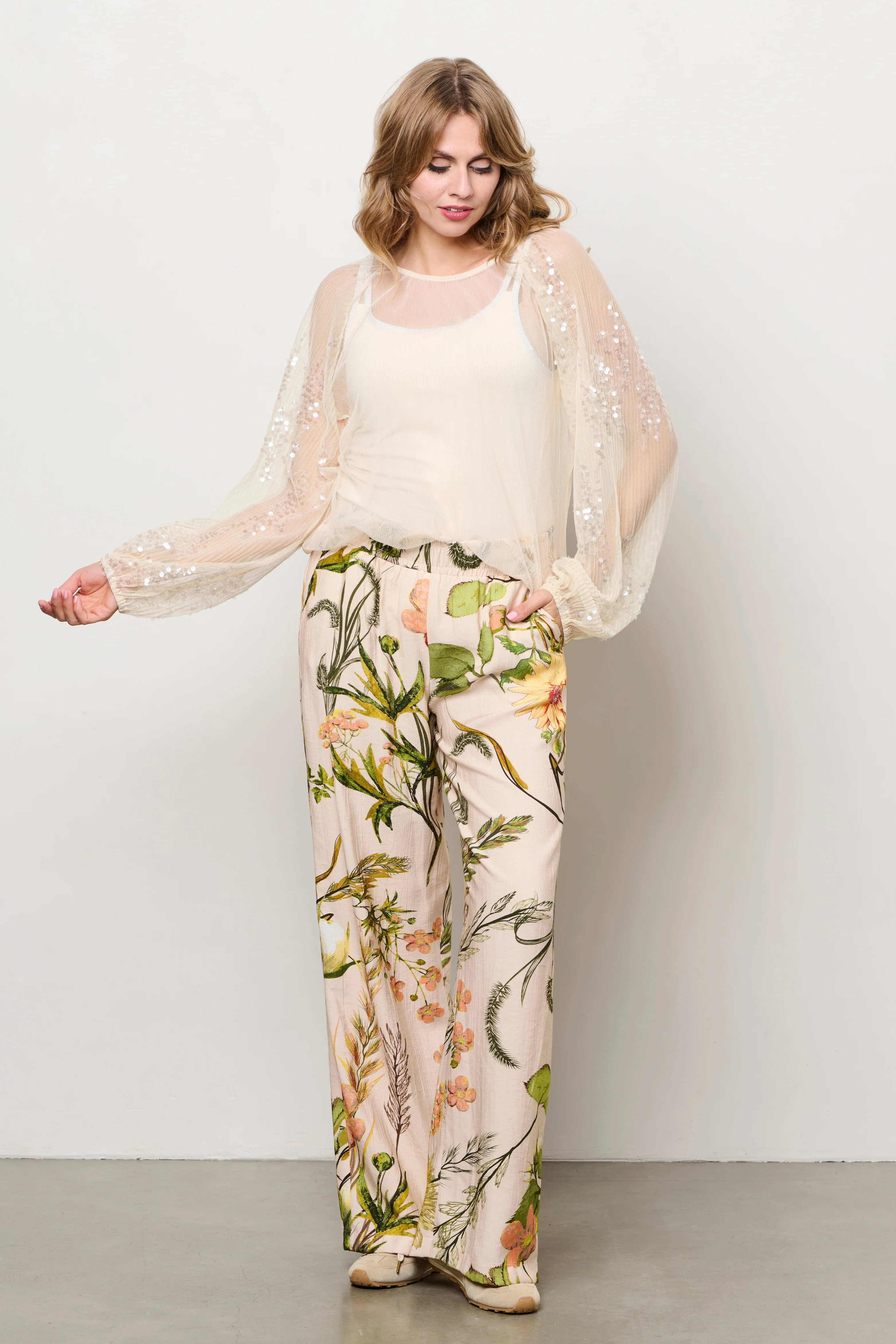 Broek Nadine Flower Powder Pink Multi PA431 - Image 9
