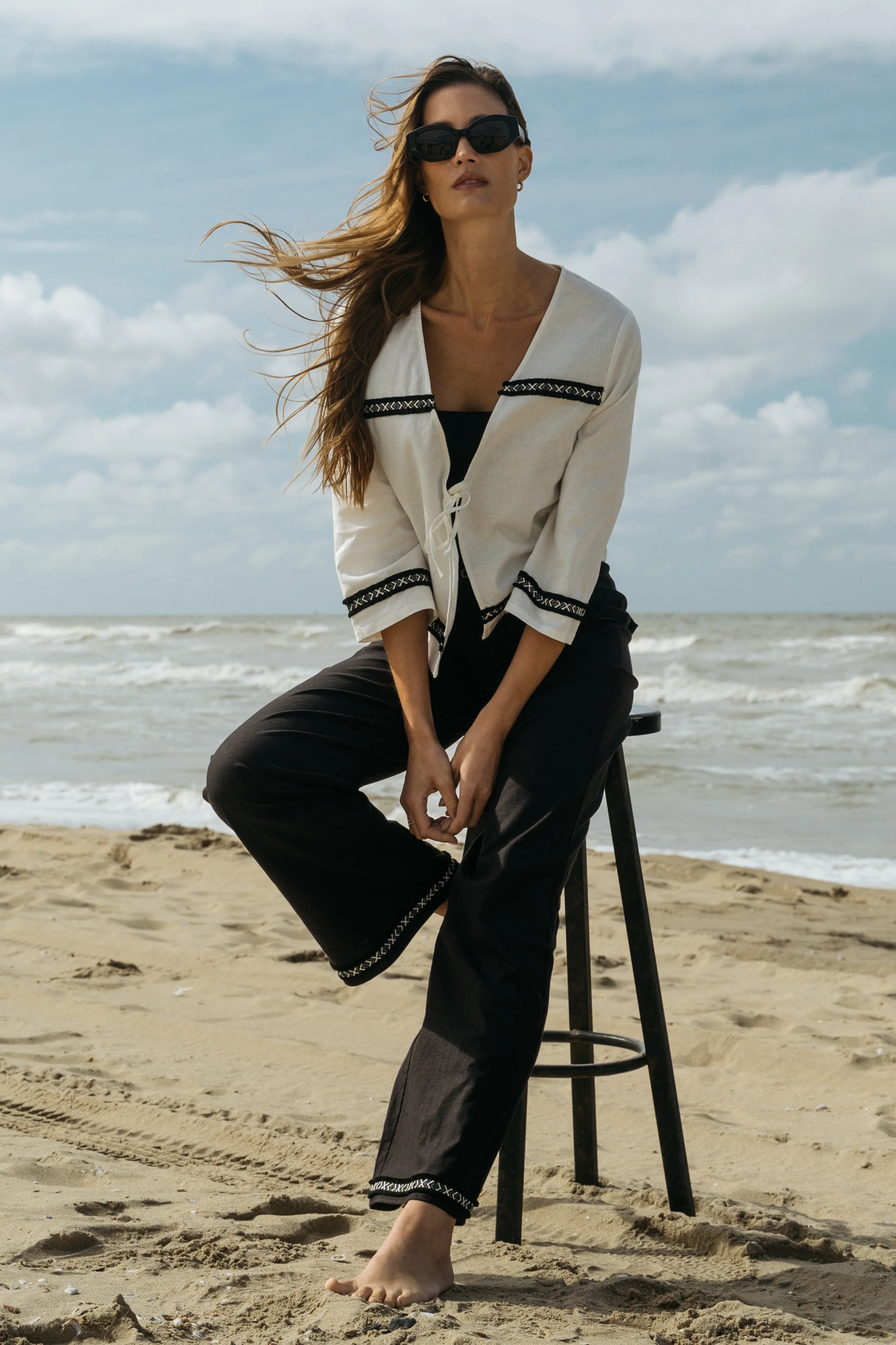 Broek Taylan Black Offwhite - Image 3