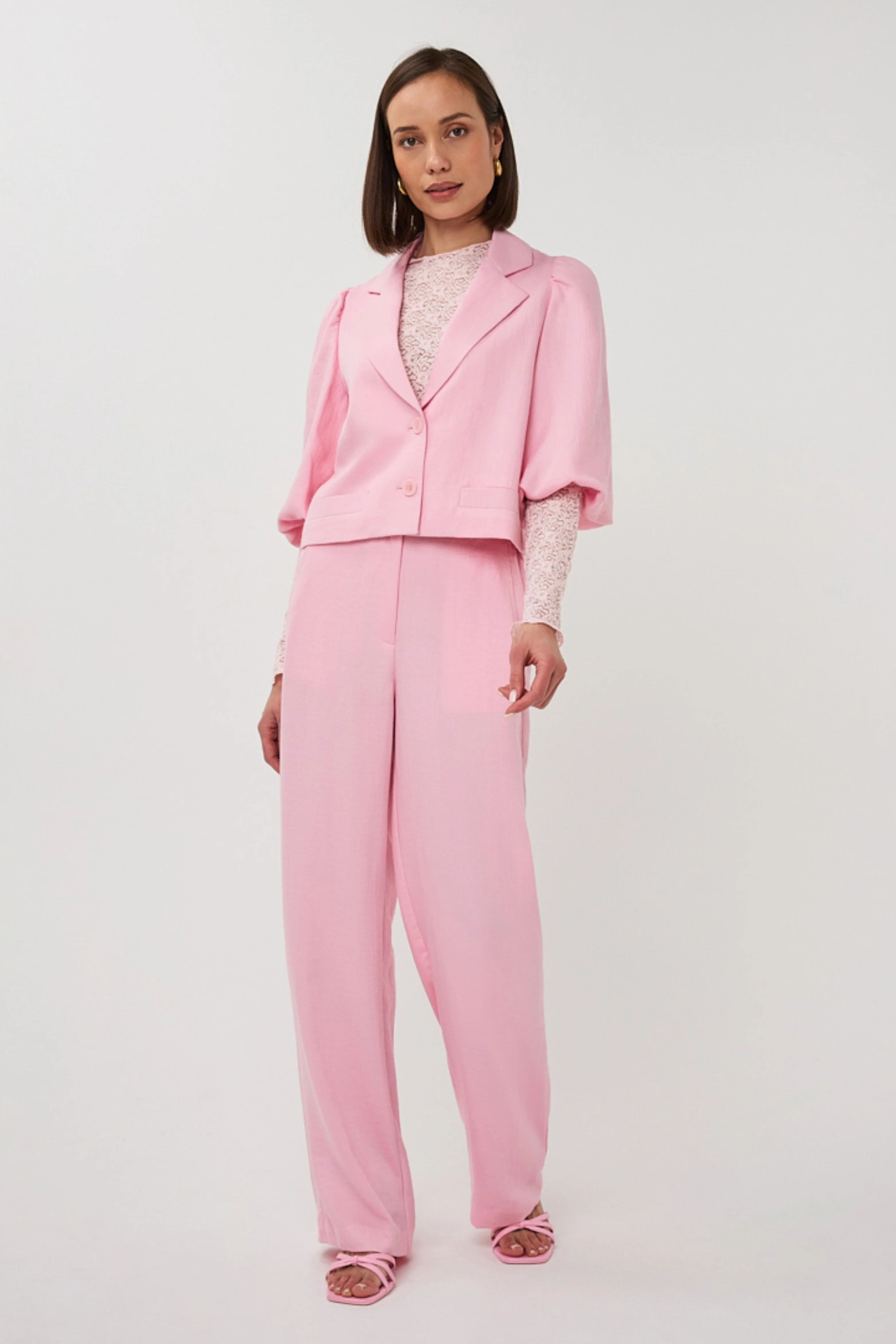 Blazer Twill Cropped Puff Sleeve Romance Rose SP26.10047 - Image 7
